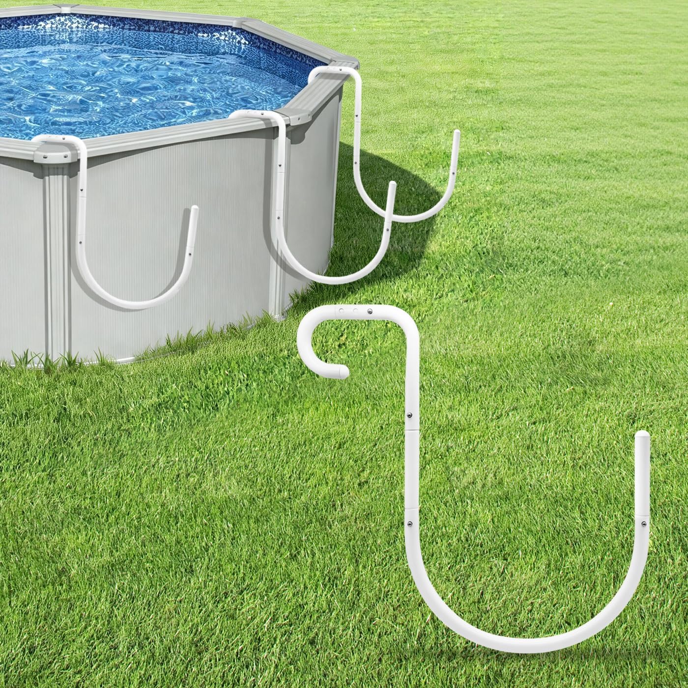 5-Pack Solar Cover Holder for Steel Wall Above Ground Pools, Heavy Duty Solar Saddle Hooks, No-Drill Adjustable Solar Blanket Storage Brackets, Fits 6"-11" Top Rails