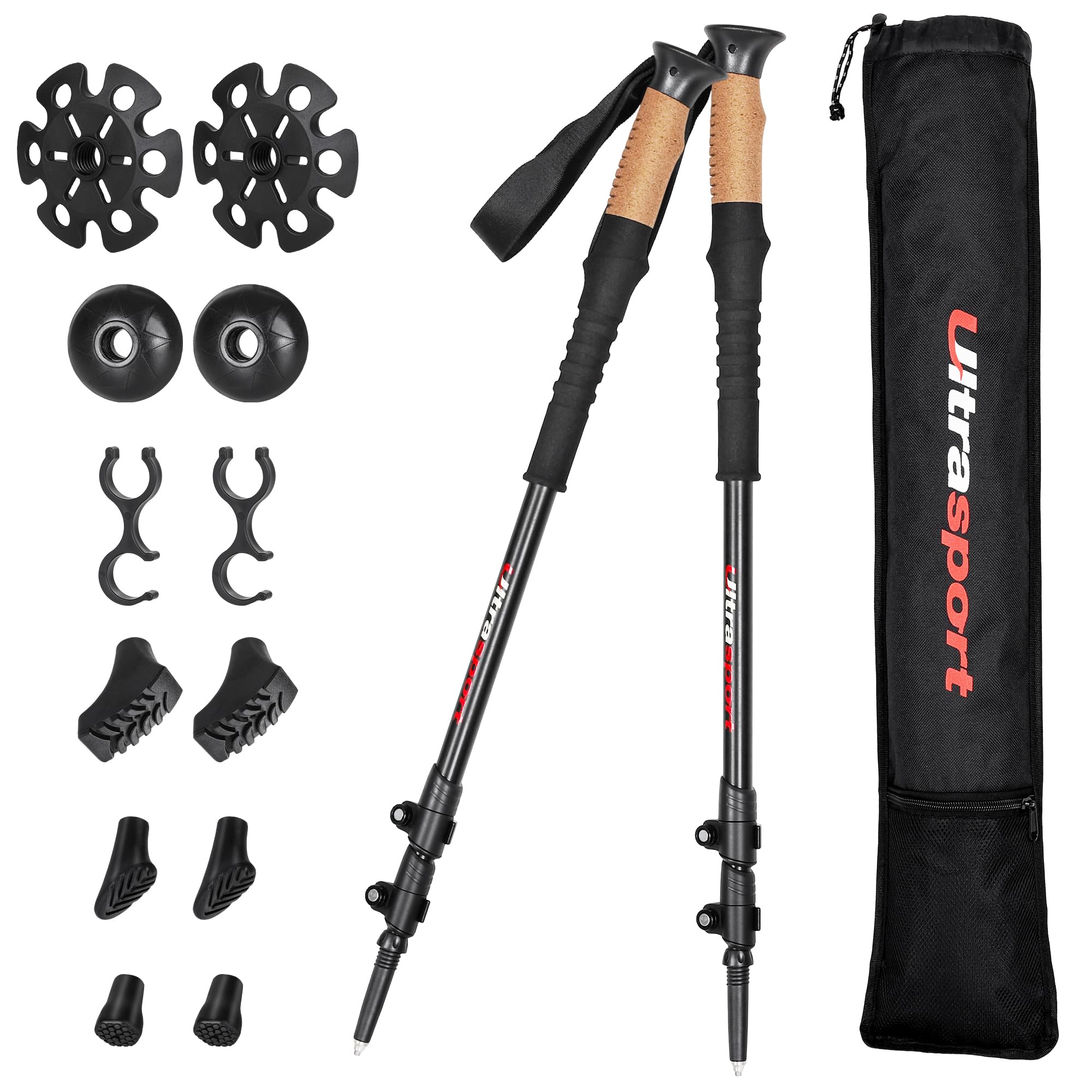 Ultrasport Bastoncini da Trekking Alluminio 65-135 cm Pieghevoli I Bacchete Montagna, Bastoni Racchette da Trekking Telescopici, Nordic Walking, Alpinismo, Trail Running