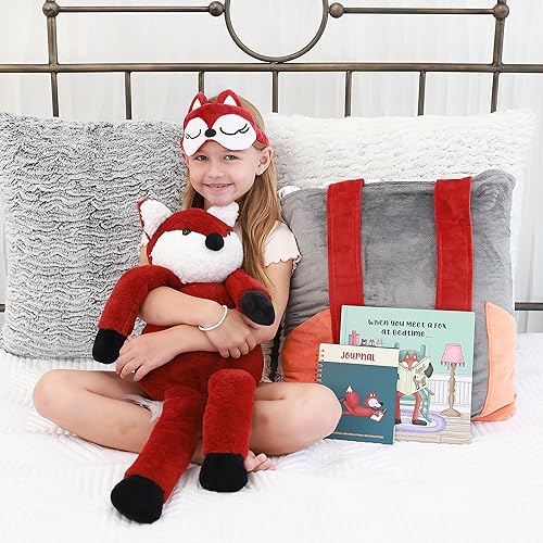 Miniatura 7 de Fox Plushie BigBuddie - Animal de peluche de zorro súper suave de 24 pulgadas | Peluche grande abrazable con cuentas | Paquete de zorros con libro