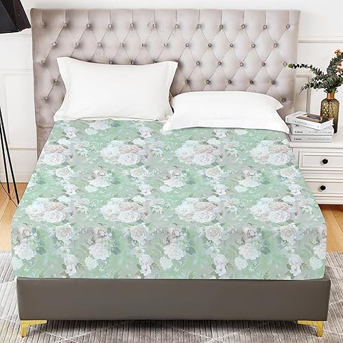 Miniatura 6 de YIYEA Sábana bajera tamaño King  Estampado floral  Sábana bajera 100% microfibra cepillada de 1800 hilos tamaño King  Ultra suave  Bolsillo profundo