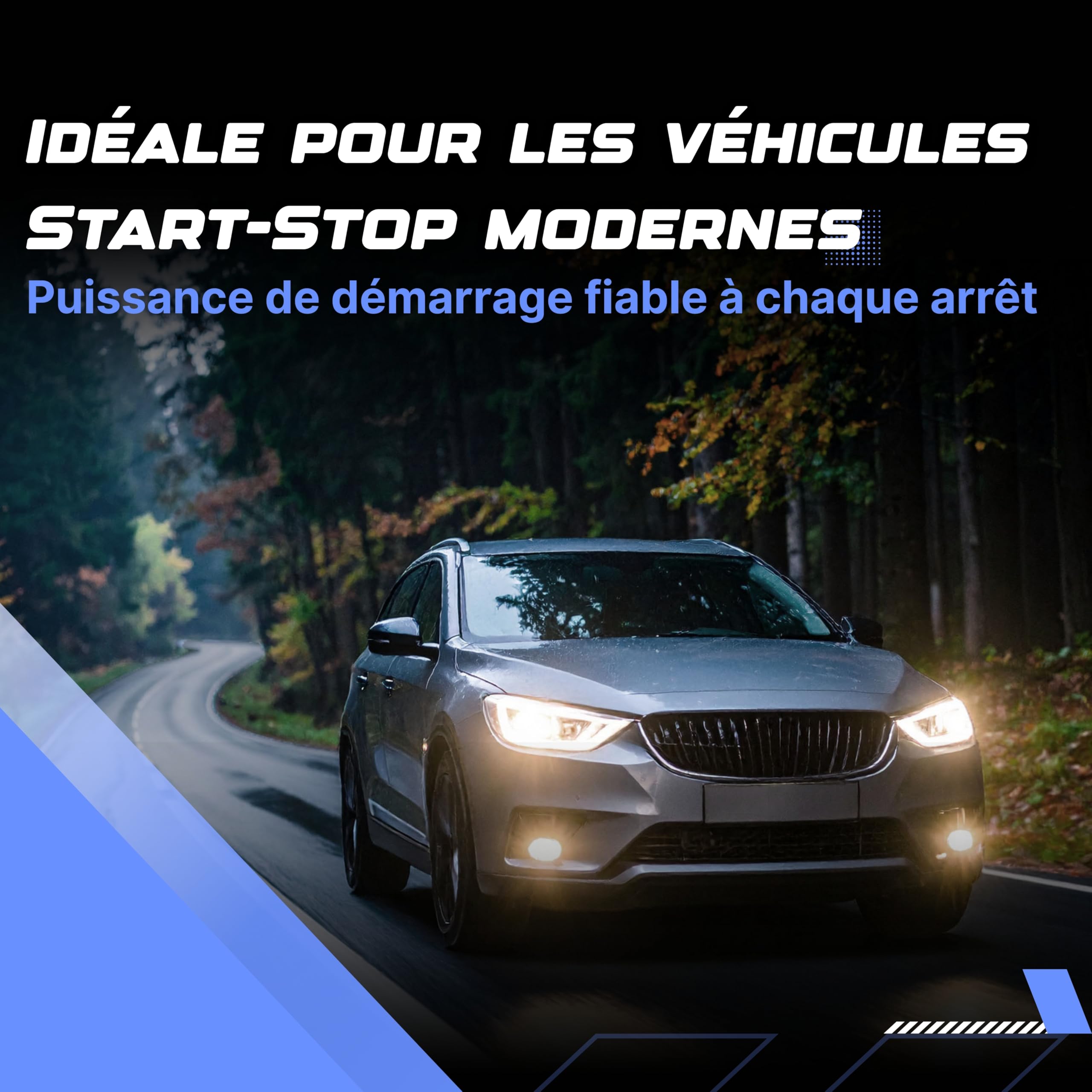 Batterie 12V 60Ah EFB Start & Stop - 560A de Démarrage - Batterie Auto Sans Entretien - Format standard pour citadine et berline - Remplacement Origine - Power Hexagone