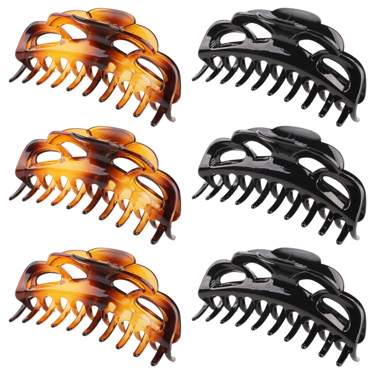 CURASA 6 Pack Big Hair Claw Clips Hair Styling Accessories Non-Slip Butterfly Clips for Thick/Thin Hair Strong Hold On Shower for Women and Girls