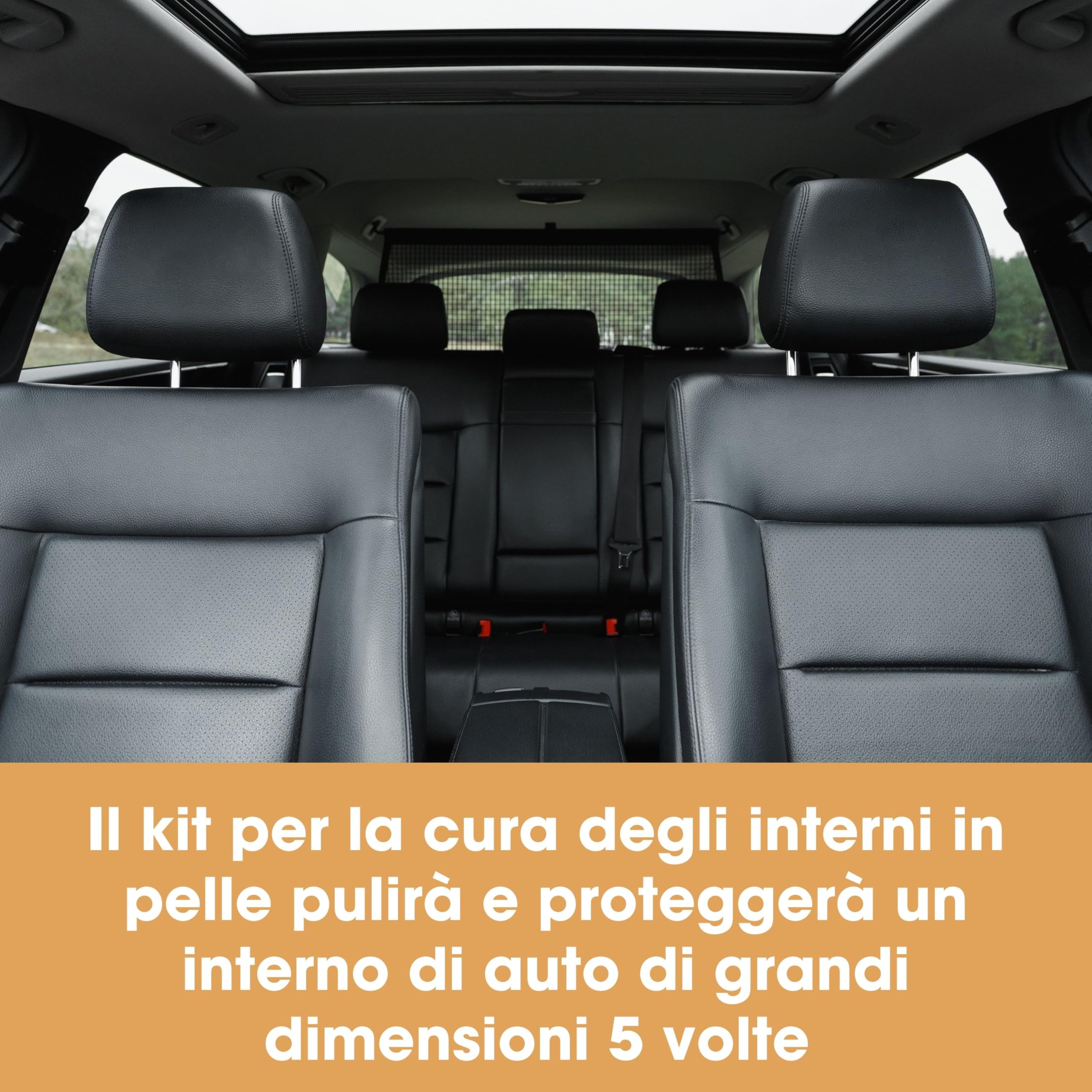 Kit per la pulizia premium per sedili auto - Kit per la cura degli interni in pelle - 250ml Detergente per la pelle e Balsamo per la pelle - Kit completo per tutti i tipi di pelle e vinile