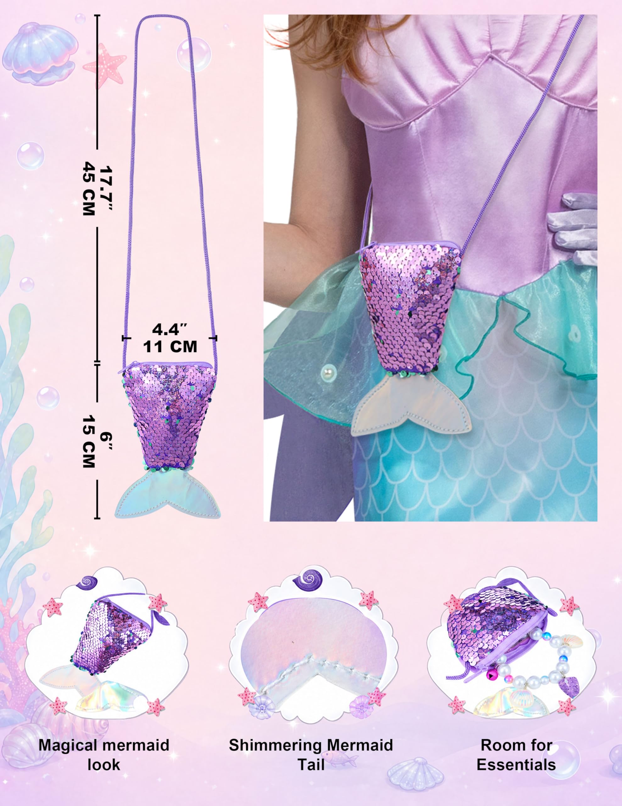 Spooktacular Creations Costume da Sirena per Bambine, Costume da Ariel per Feste di Halloween e Feste in Maschera