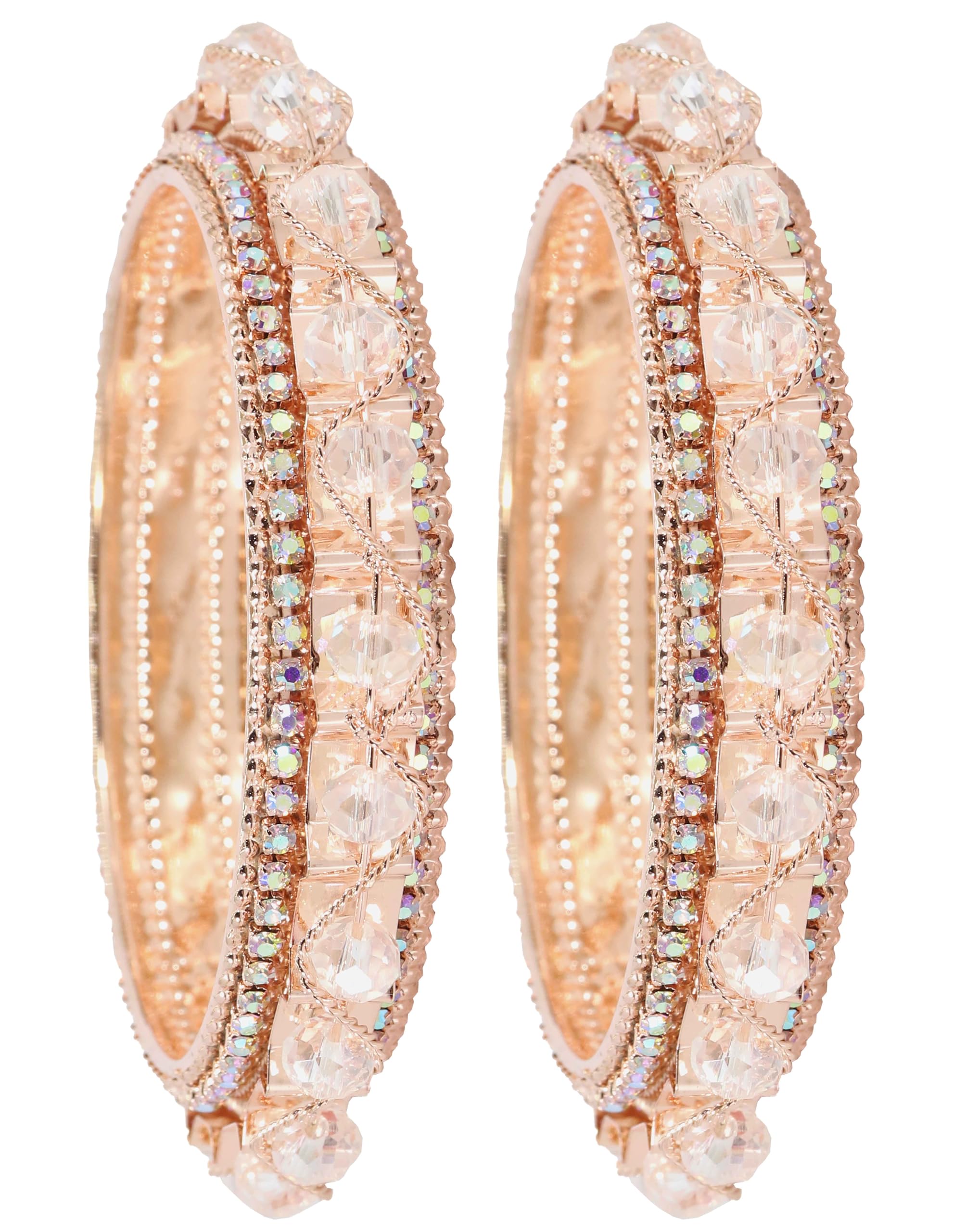 NMII Alloy Metal Pearls & Diamond Stone Traditional Bangles Set For Women & Girls | Designer, Fancy Party, Wedding, Occasion Jewellery | Bangles Kada For Women Stylish | Set of 2-(MAH62-RoseGold-2.2) (B0CTHRMT42) Amazon Price History, Amazon Price Tracker