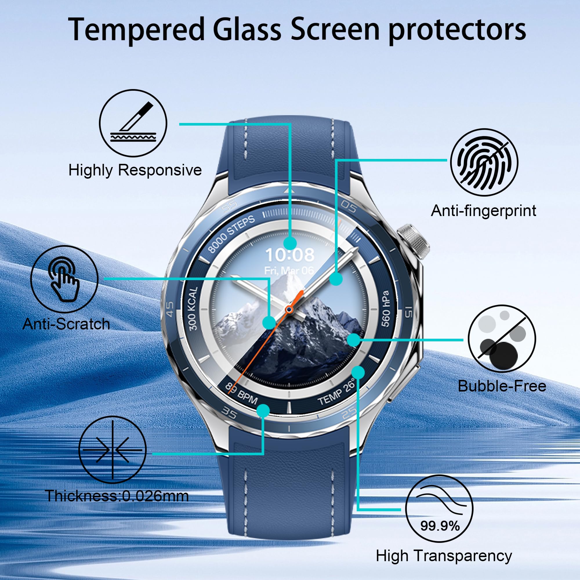 zZjoOoj Screen Protector kompatybilny z Oneplus Watch 3 do szkła hartowanego z ramką pozycjonującą [HD Clear][ Pakiet of 3 ]