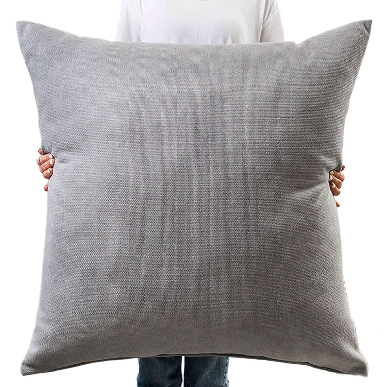 uyeoco Super King Size Cushion Covers 45x45 50x50 60x60 55x55 50x70 Rectangular/Square Extra Large Pillow Cases with Invisible Zipper Decorative pillowcases for pillows(light gray,65x65cm)