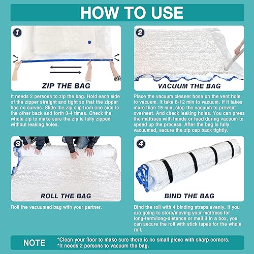 Miniatura 5 de Bolsa de vacío de almacenamiento de colchón Queen Matrimonial para almacenamiento en movimiento, para colchón de látex de espuma viscoelástica
