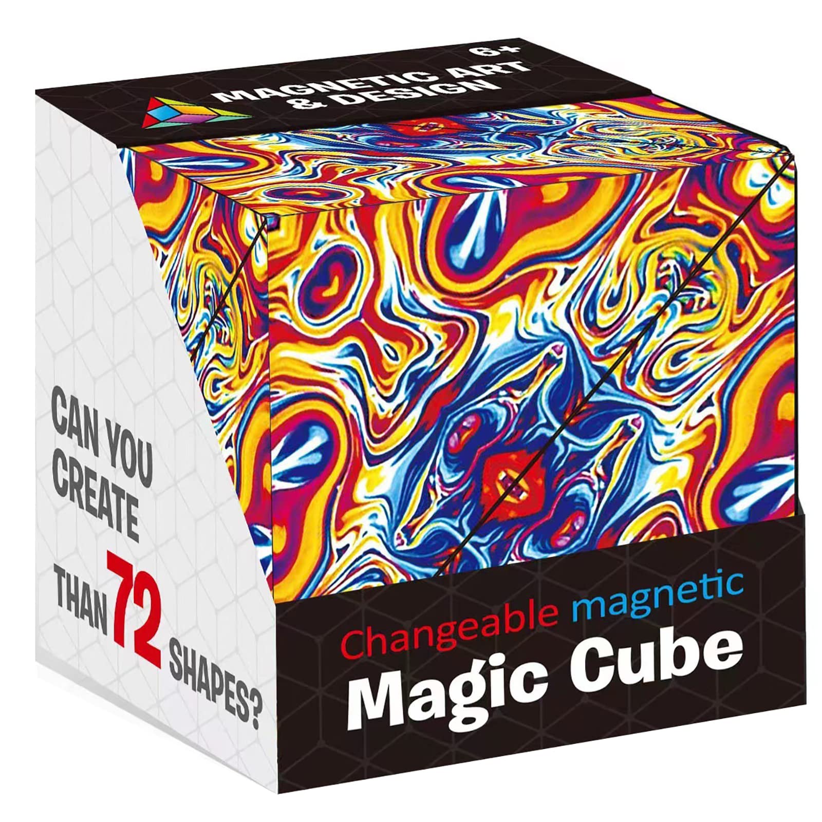 3D Magic Cube, Infinity Flips Magnetic Cubes 72 Shape Fidget Toy for Kids Adults Anti Stress Shape Shifting Box Puzzle Toys (Colour A)
