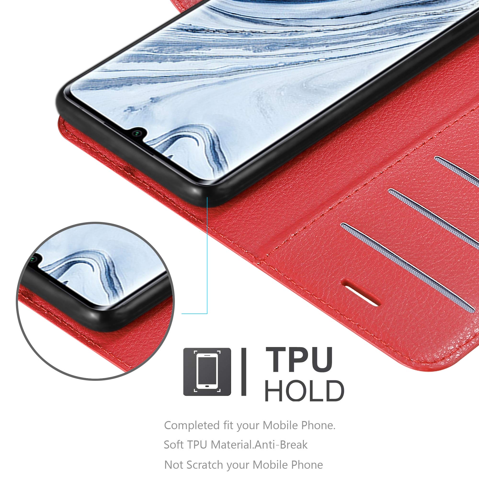 Cadorabo Cover Portafoglio Per Xiaomi Redmi Note 10 In Rosso Carminio – Pelle Sintetica, Slot Carte E Chiusura Magnetica - 4