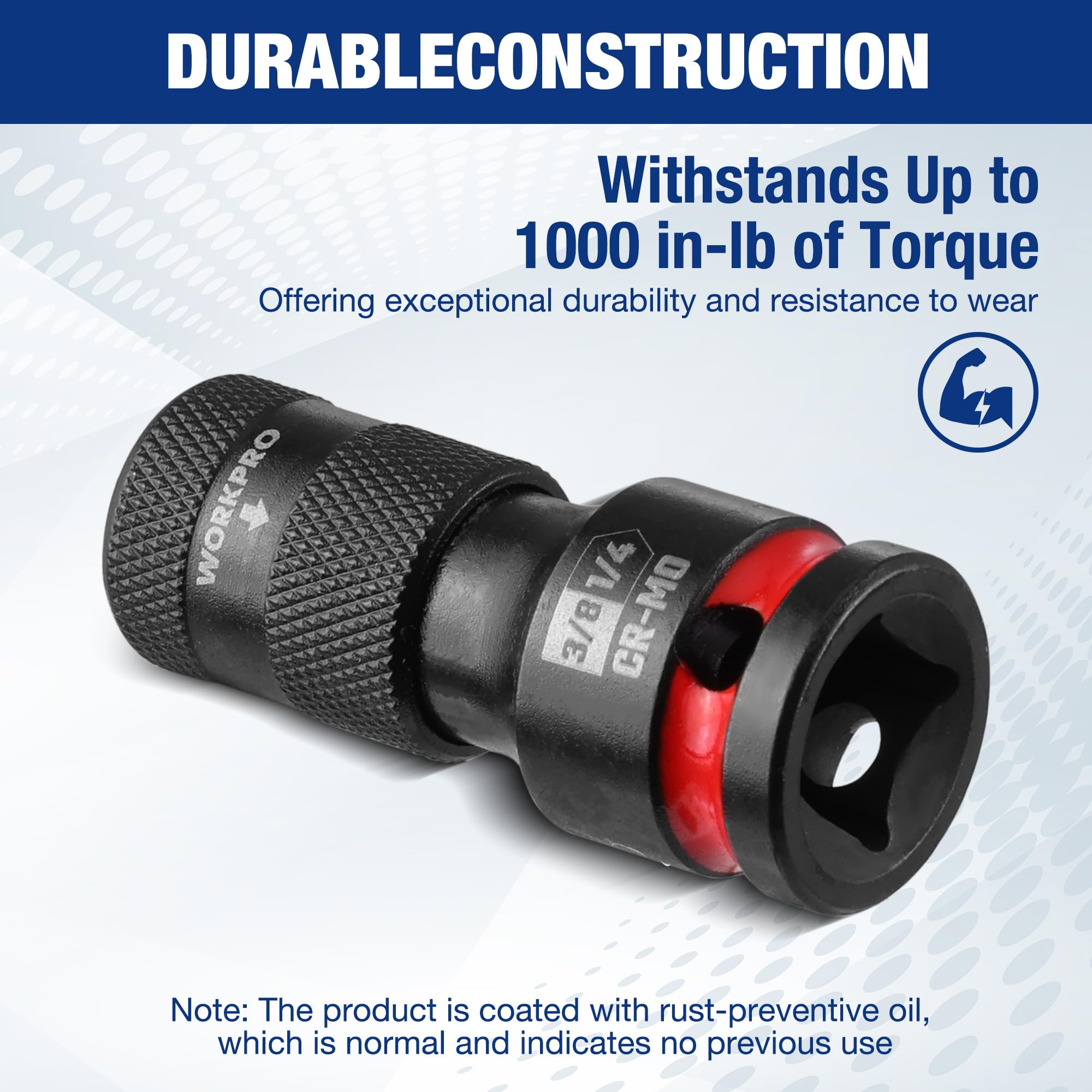 WORKPRO Socket Adapter: Square to Hex - Durable & Quick Release -6