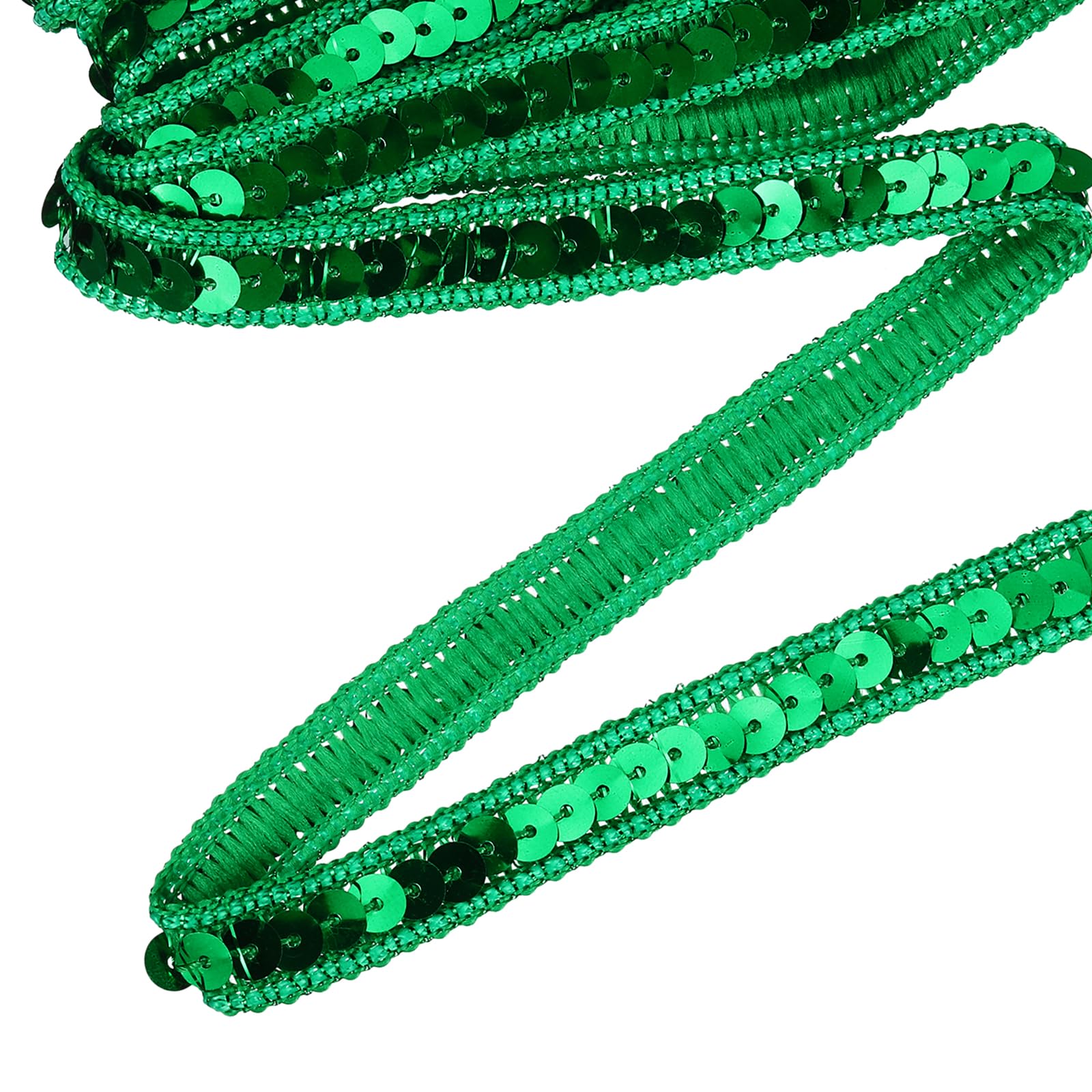 sourcing map 5.5 Yard Sequins Trim Ribbon 0.5 Inch Sequin Gimp Braid Trim Spangle Flat Sequins Paillette Fabric Flat Trims Strips for Crafts Sewing Clothes Home Party Decoration, Green