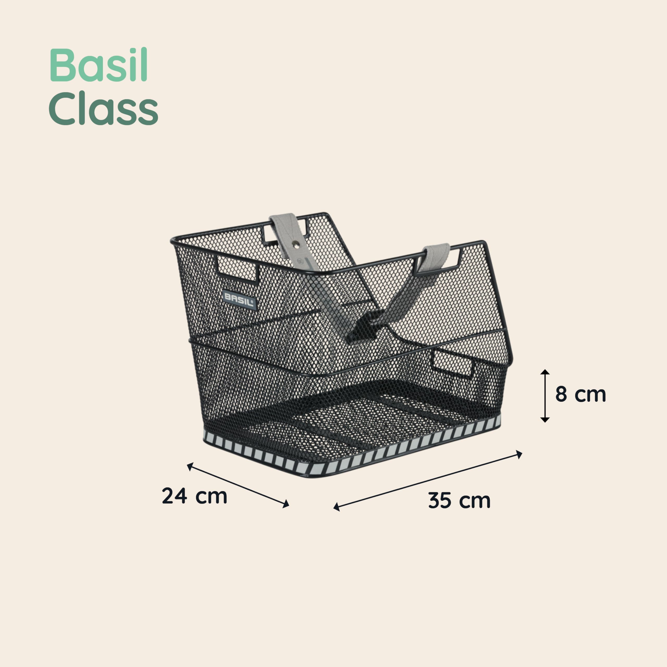 Basil - Cestino per bicicletta classe nera, 38 x 31 x 27 cm