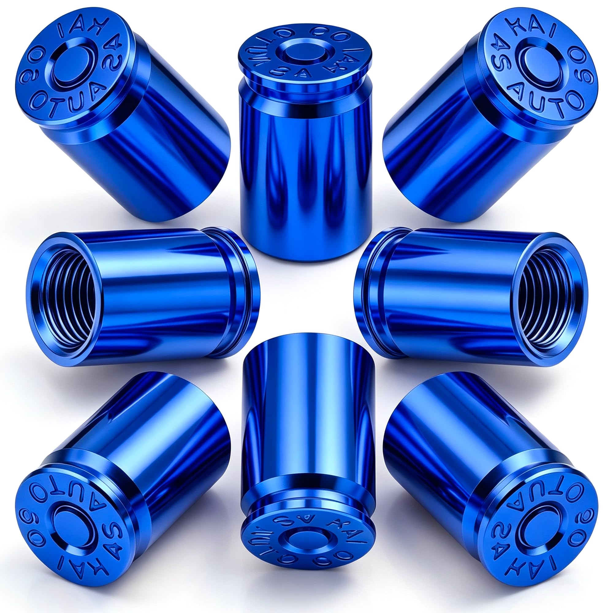 Lot de 8 bouchons de valve de pneu en alliage d'aluminium, capuchons universels anti-poussière pour voitures, VUS, camions, vélos, motos, vélos (bleu)
