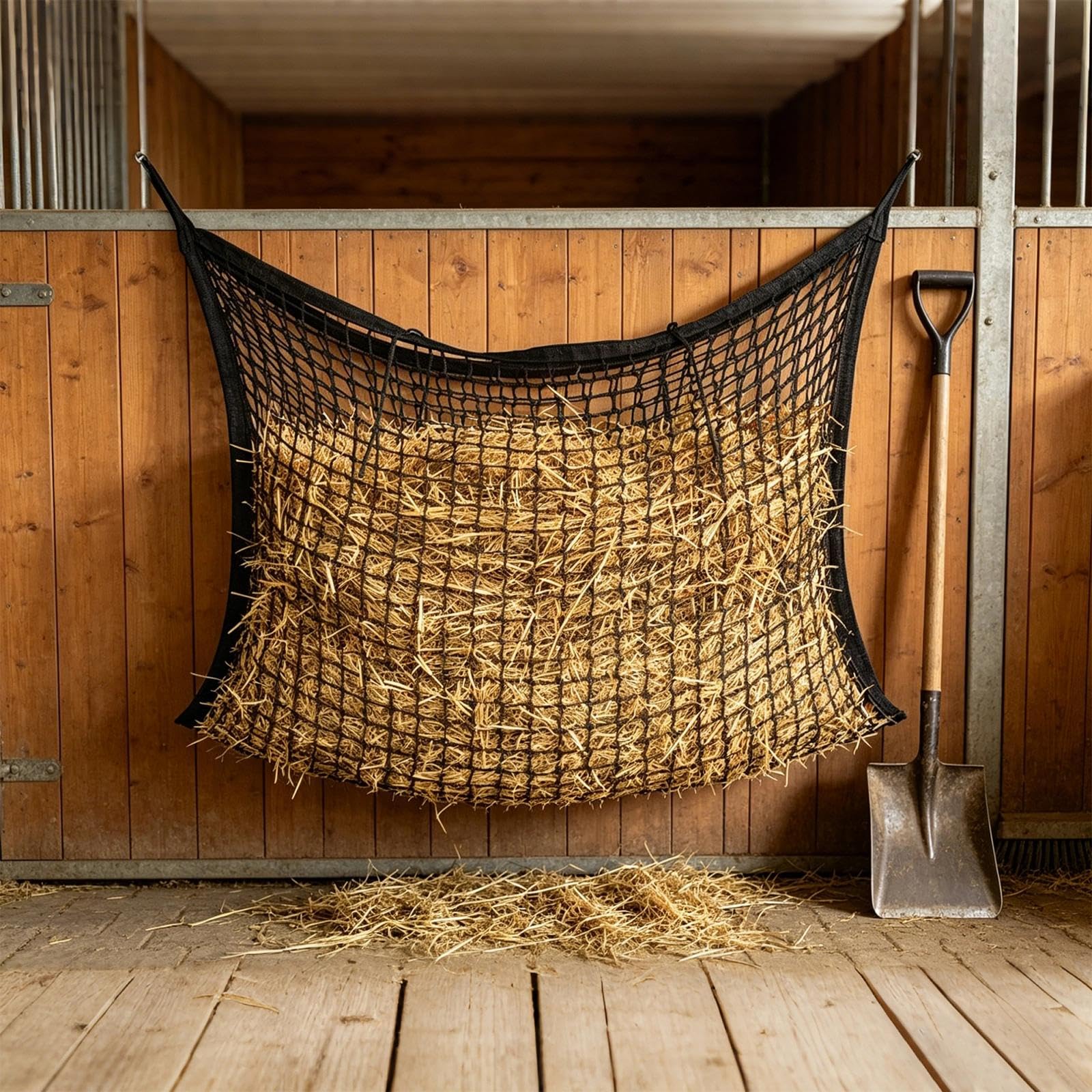 90 * 120CM Filet a Foin Cheval Maillage 4 * 4CM Filet a Foin avec Mousqueton Filets Foins Chevaux Convient pour Nourrir Les Chevaux, Les Bovins, Moutons et Autres Animaux d'élevage