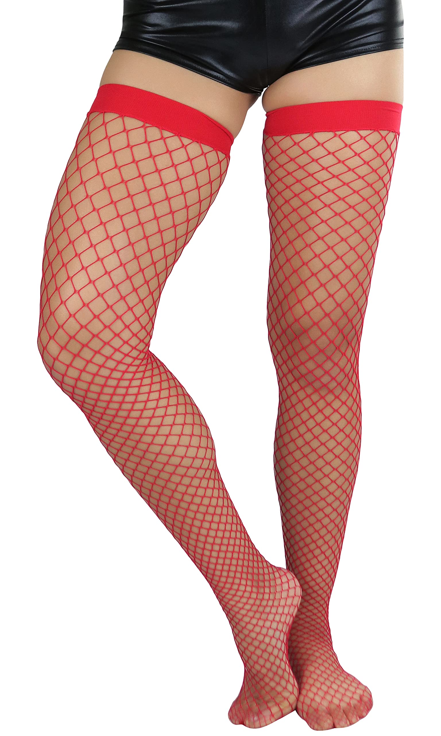 ToBeInStyle Women’s Vibrant Large Net Fishnet Thigh High Elastic Nylon Novelty Stockings
