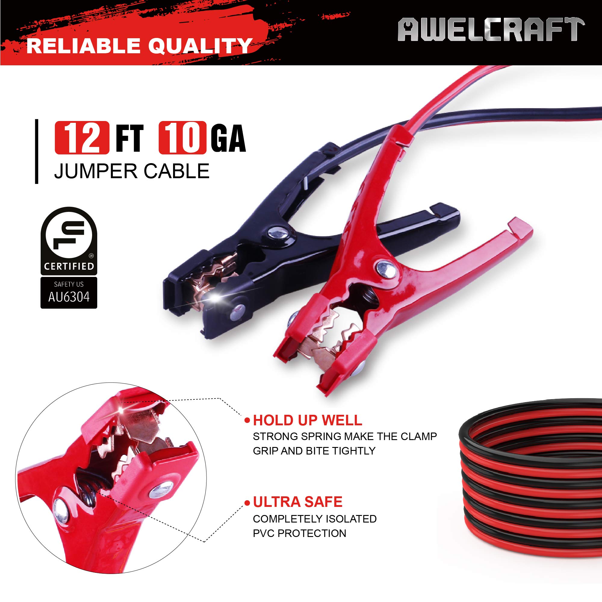 Car Emergency Kit – Roadside 43 Pieces Heavy Duty Car Emergency Kit – Jumper Cables UL Listed, Triangle, Tire Pressure Gauge, Raincoat, Tow Rope, etc– Car Accessories for Women and Men