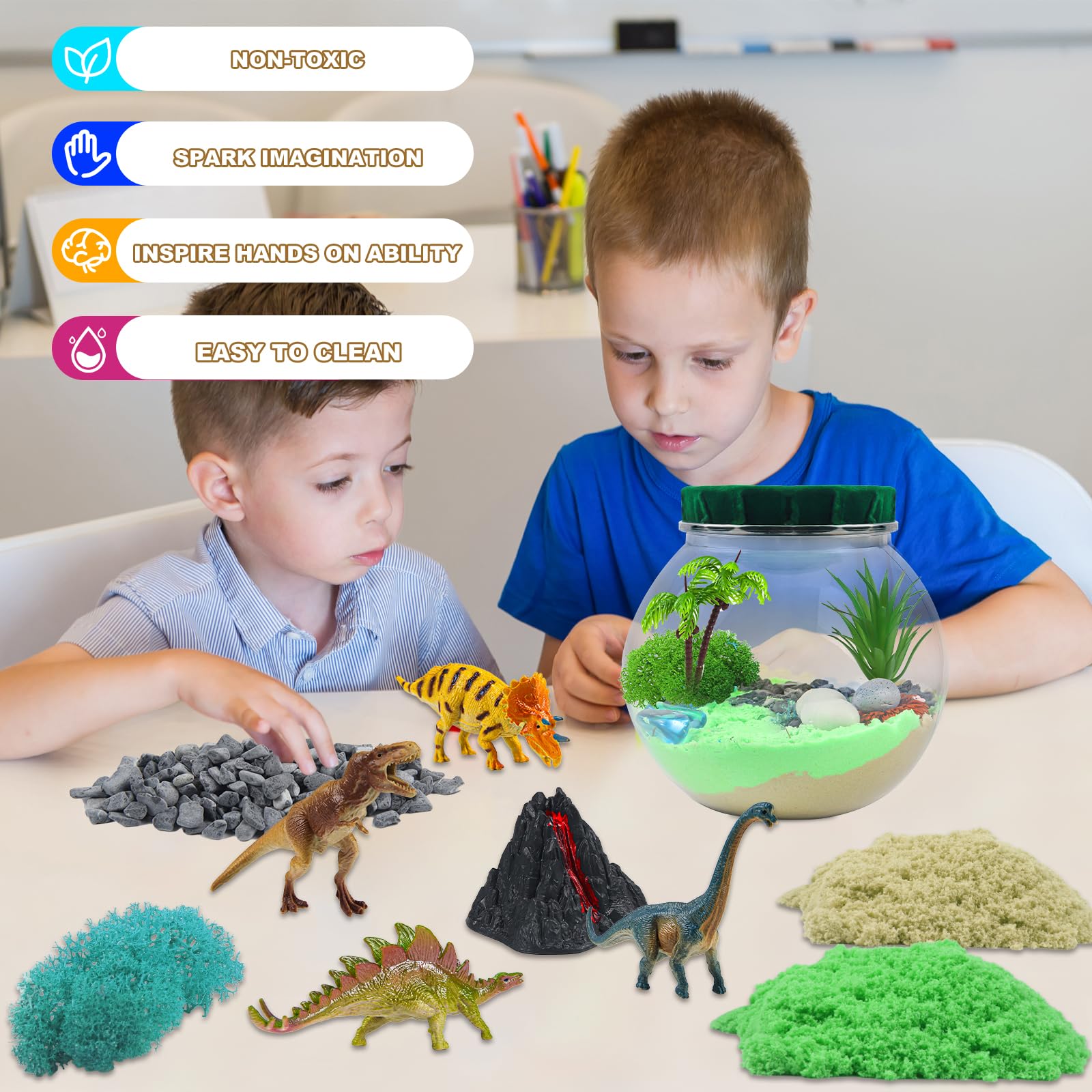 Dinosauro giocattolo, fai da te dinosauro terrario set con telecomando di temporizzazione e luci colorate, luce notturna artigianato bambini, artigianato scientifico, regali di Natale per ragazzi