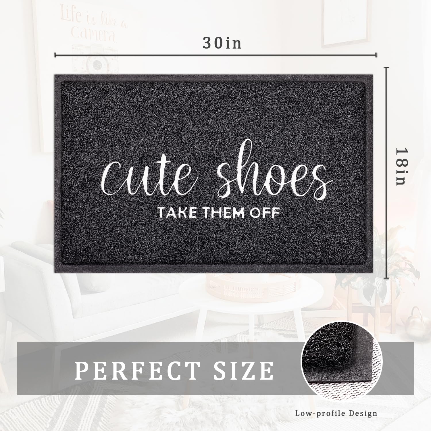 Welcome Mat Indoor Front Door Mats Outdoor for Home Entrance Durable PVC Material with Non Slip Rubber Backing Cute Shoes TAKE Them Off Mats Doormat for Indoor Outdoor High Traffic Areas