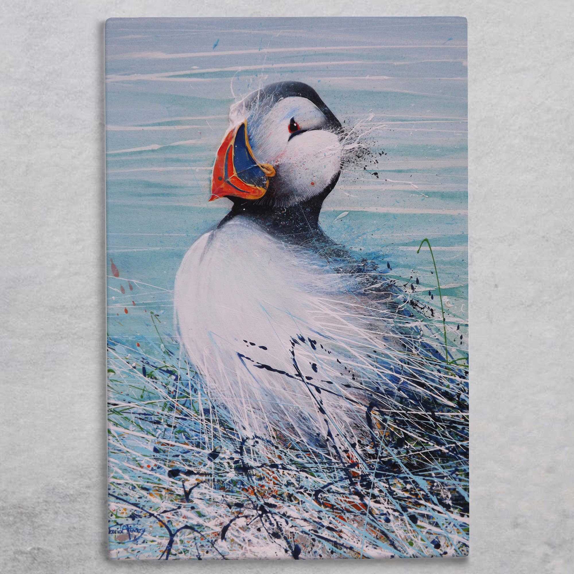 Global Designs Multilcoloured Ceramic Tile Puffin Picture Plaque Sign Nautical Bird Wall Art By David A Finney 30X20cm