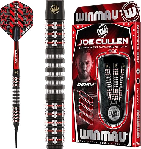 Winmau Joe Cullen Ignition Professional 90% Tungsten Darts Set with Flights and Stems (Shafts)
