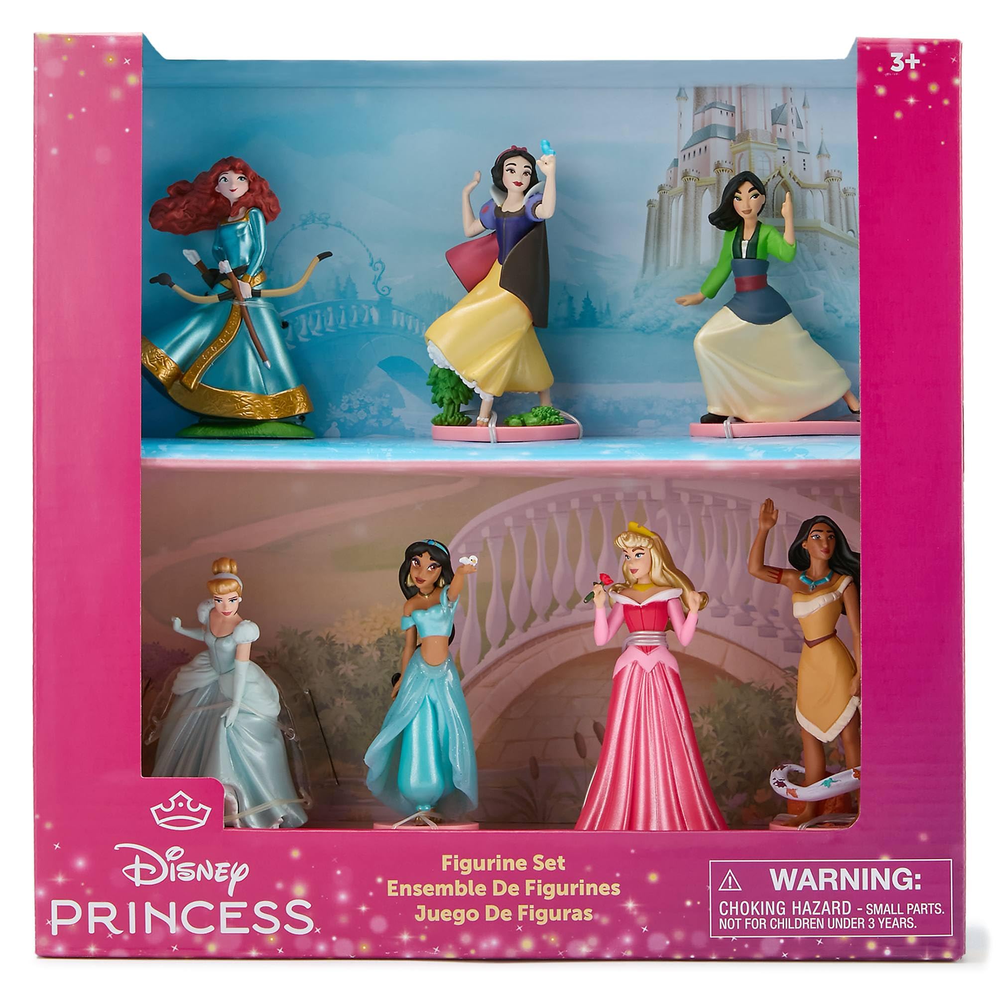 Disney Store Official Set di Personaggi Principesse Disney, 7 Personaggi tra Cui Mulan, Pocahontas, Merida, Jasmine, Biancaneve, Aurora e Cenerentola, 3+