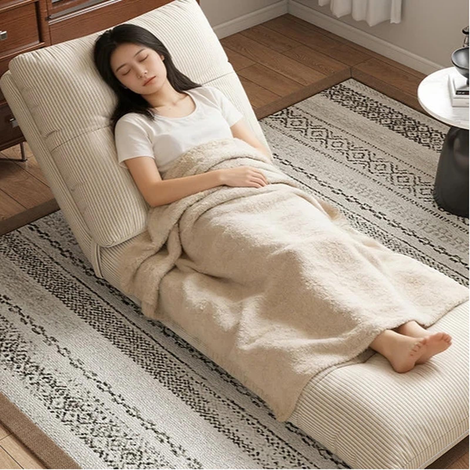 Kleines Sofa Lazy Sofa for Schlafen und Liegen, einzelnes kleines mit Bettrückenlehne, Bodenstuhl Einzelsofa(Weiß)