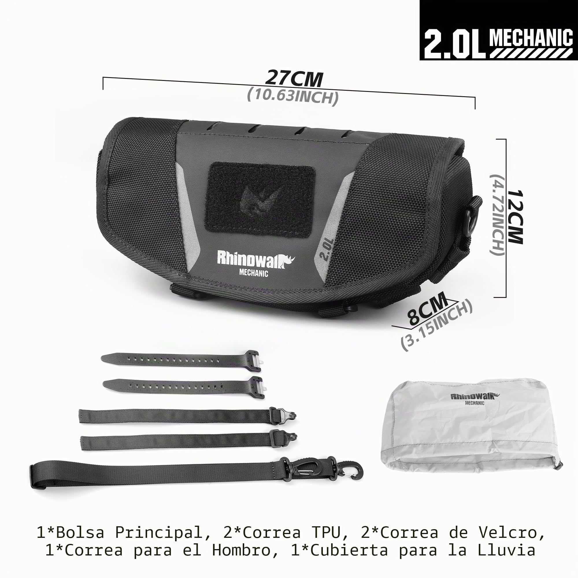 Rhinowalk Bolsa para manillar de moto 2L MJX2010, impermeable, con protector de lluvia y correa para el hombro, apta para ADV Enduro Touring