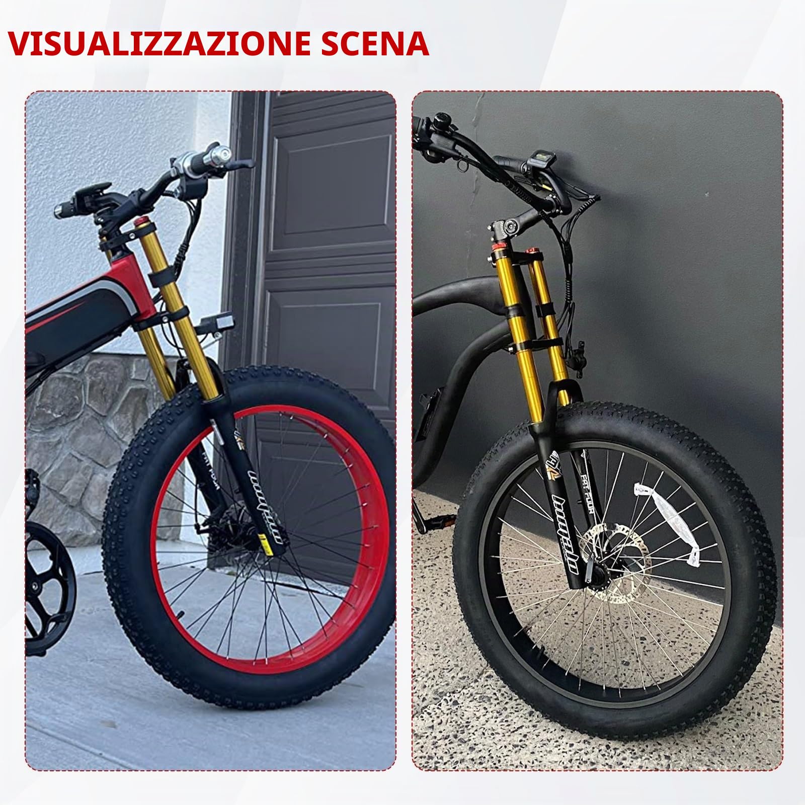 Forcella Anteriore Bici elettrica 26x4.0 Forcella Aria Fat Bike Forcella Mountain Bike BMX Dritta 1-1/8 MTB Bicicletta Freno Disco Escursione 190mm 2790g