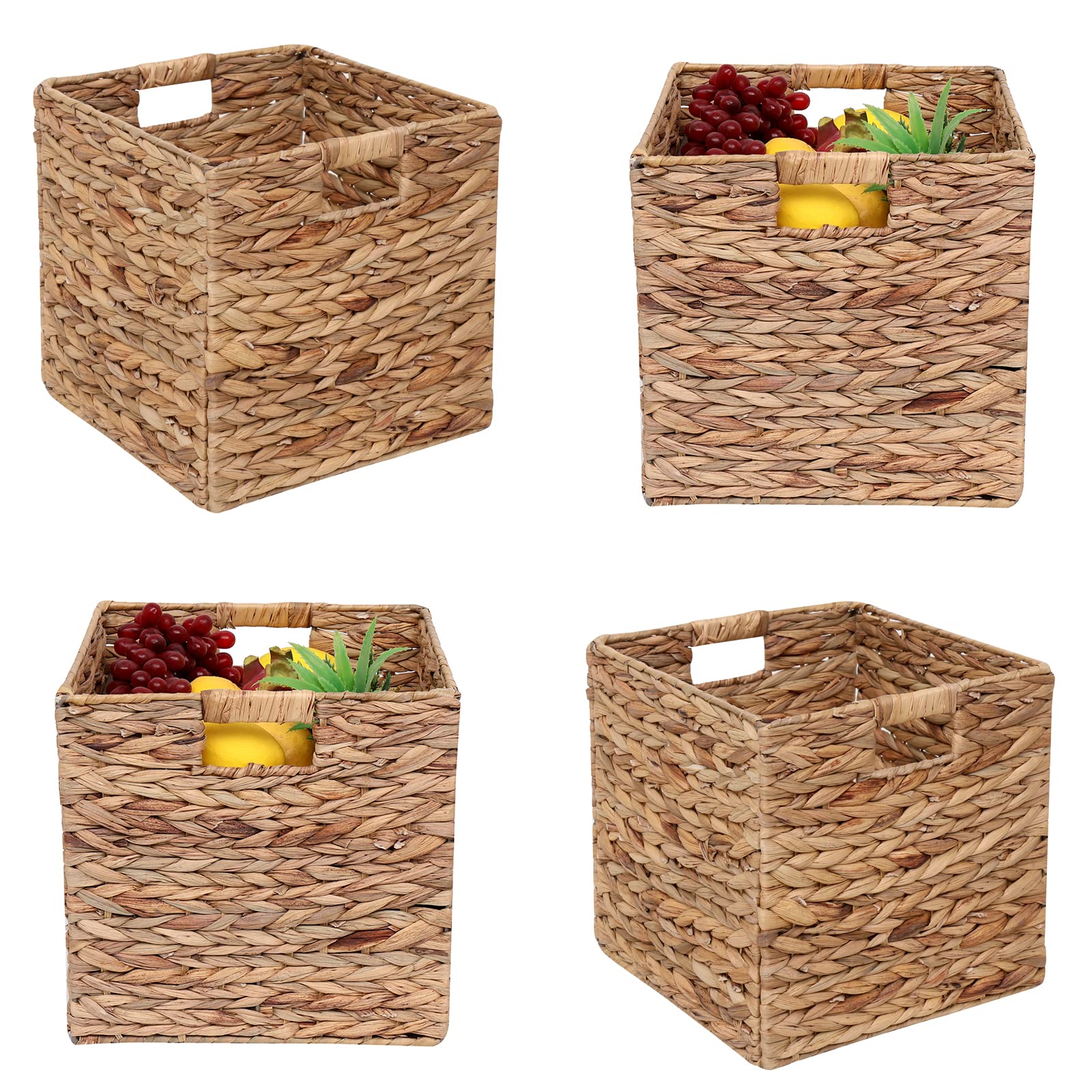 JCLD&YO9 Foldable Handwoven Water Hyacinth Storage Baskets Wicker Cube