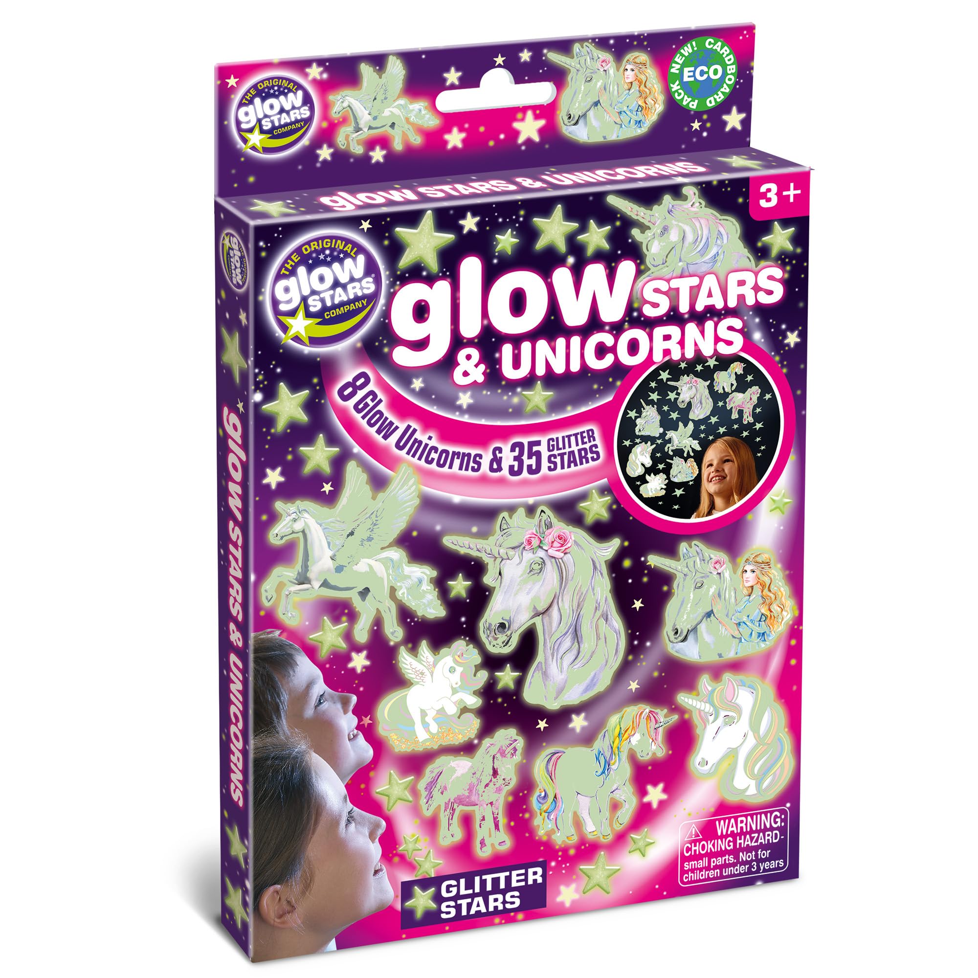 The Original Glowstars - Glow-in-The-Dark Set, Unicorns and Glitter Stars, One Size