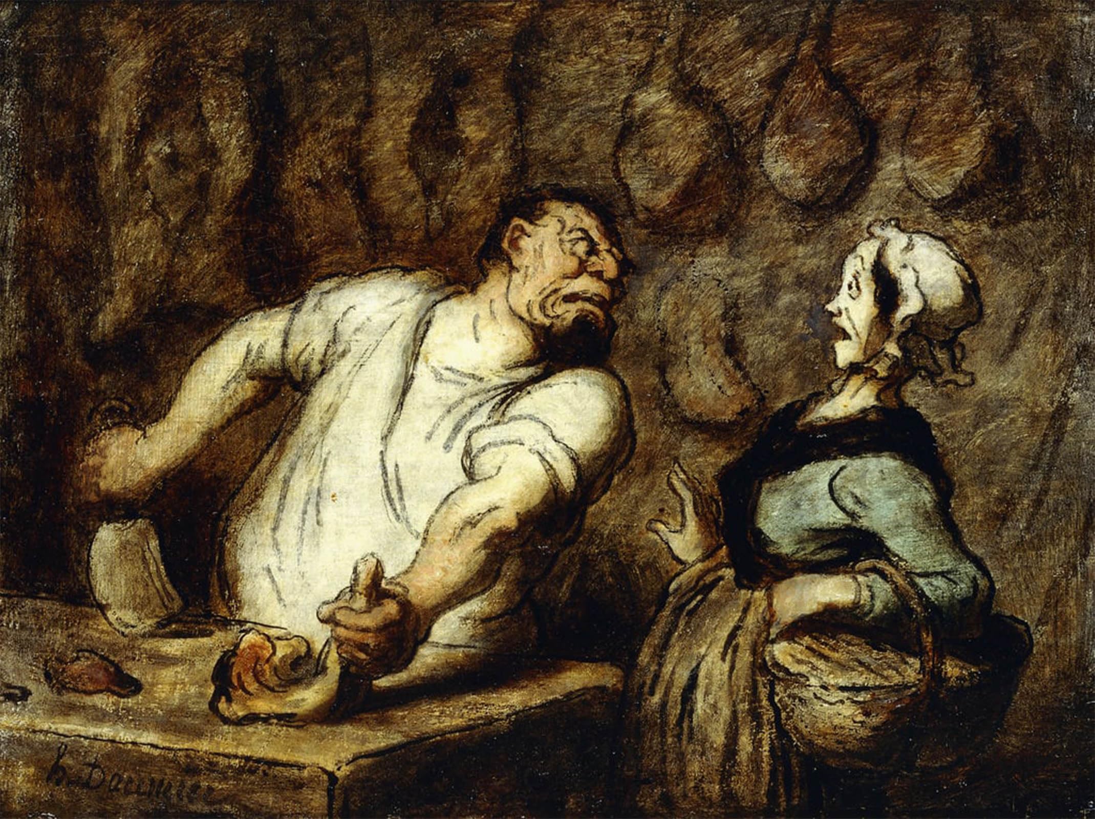 ARTXLXXBN Famous Prints Artwork Pictures Poster Painting Art the Butcher At the Montmartre Market by Honoré Daumier Artwork Landscape Pictures for Home Decor 60x90cm