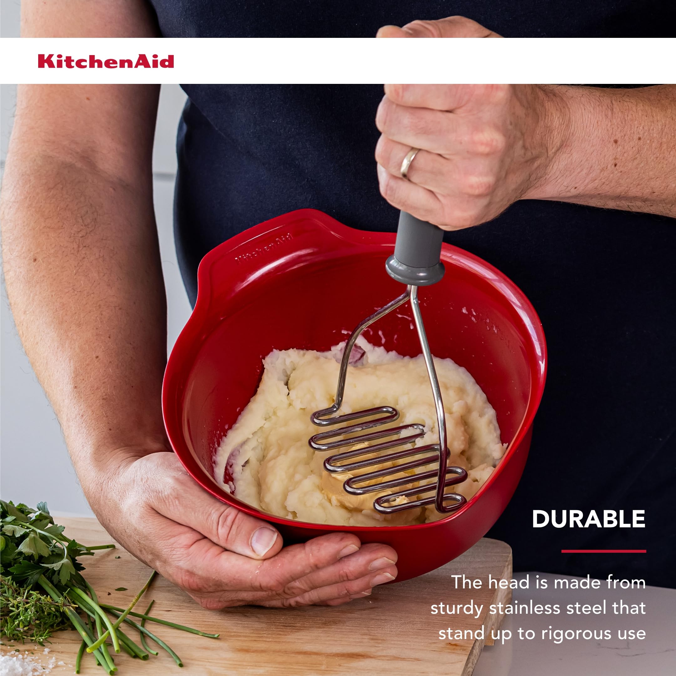KitchenAid Soft Grip Masher - Charcoal Grey, Multicolored - Image 3