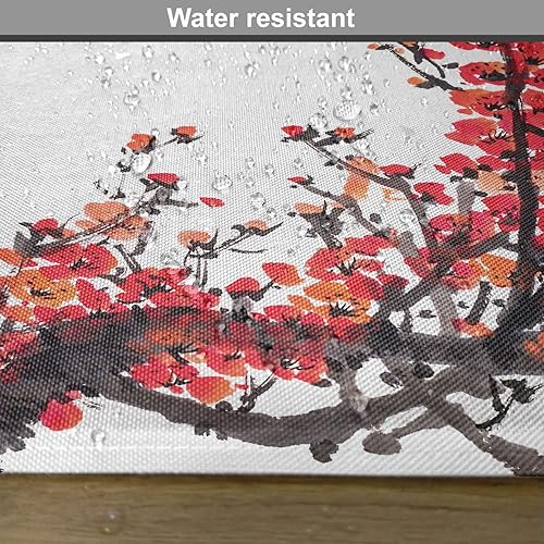 Miniatura 6 de Ambesonne Juego de 4 manteles individuales japoneses, diseño de ramas de cerezo en flor de Sakura, impresión de imagen, manteles individuales de