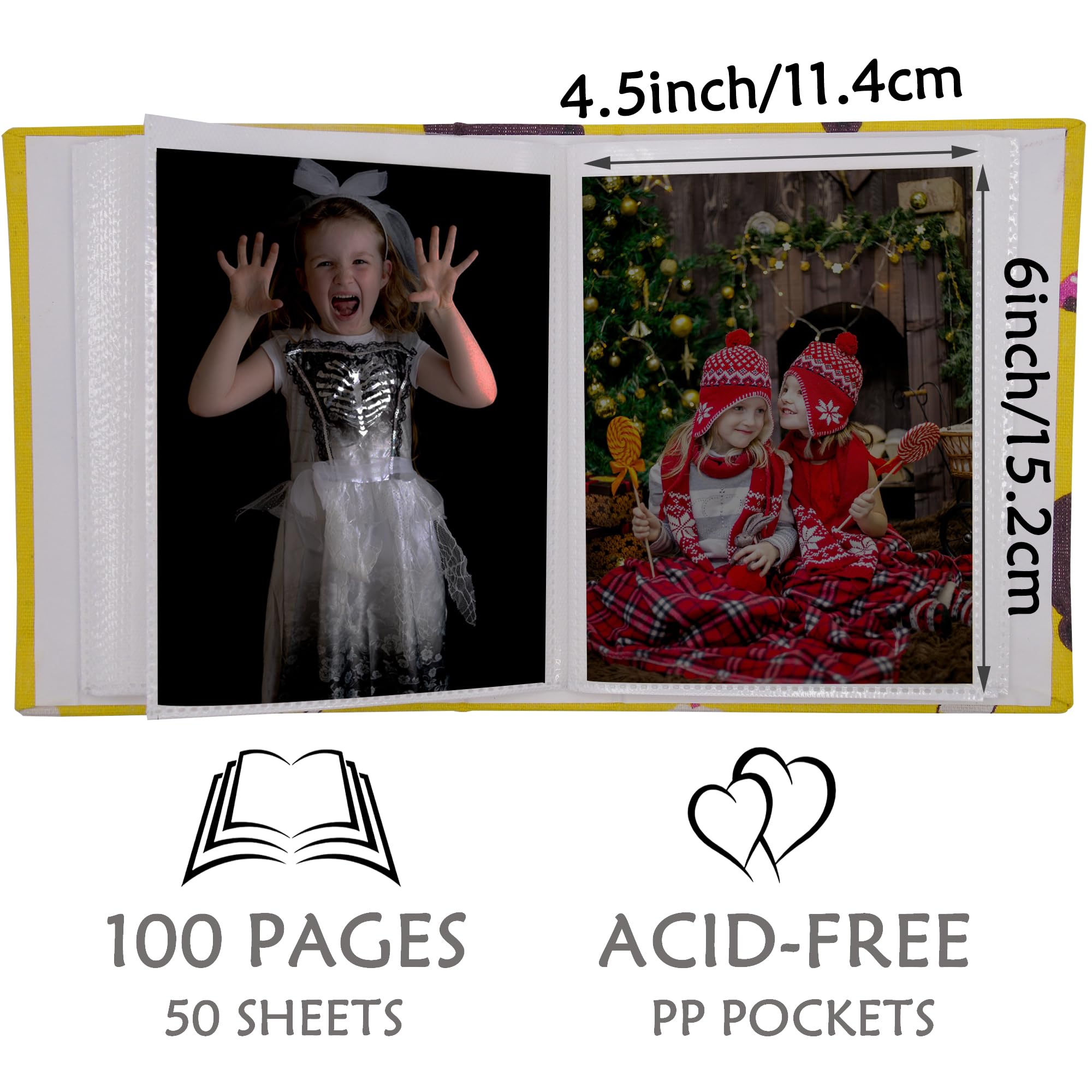 Dankeler Small Photo Album for Kids 100 Pockets 4x6 Bookshelf Baby Picture Album, Slip-in Linen Cover Photo Book for Family(Bear) - Image 2