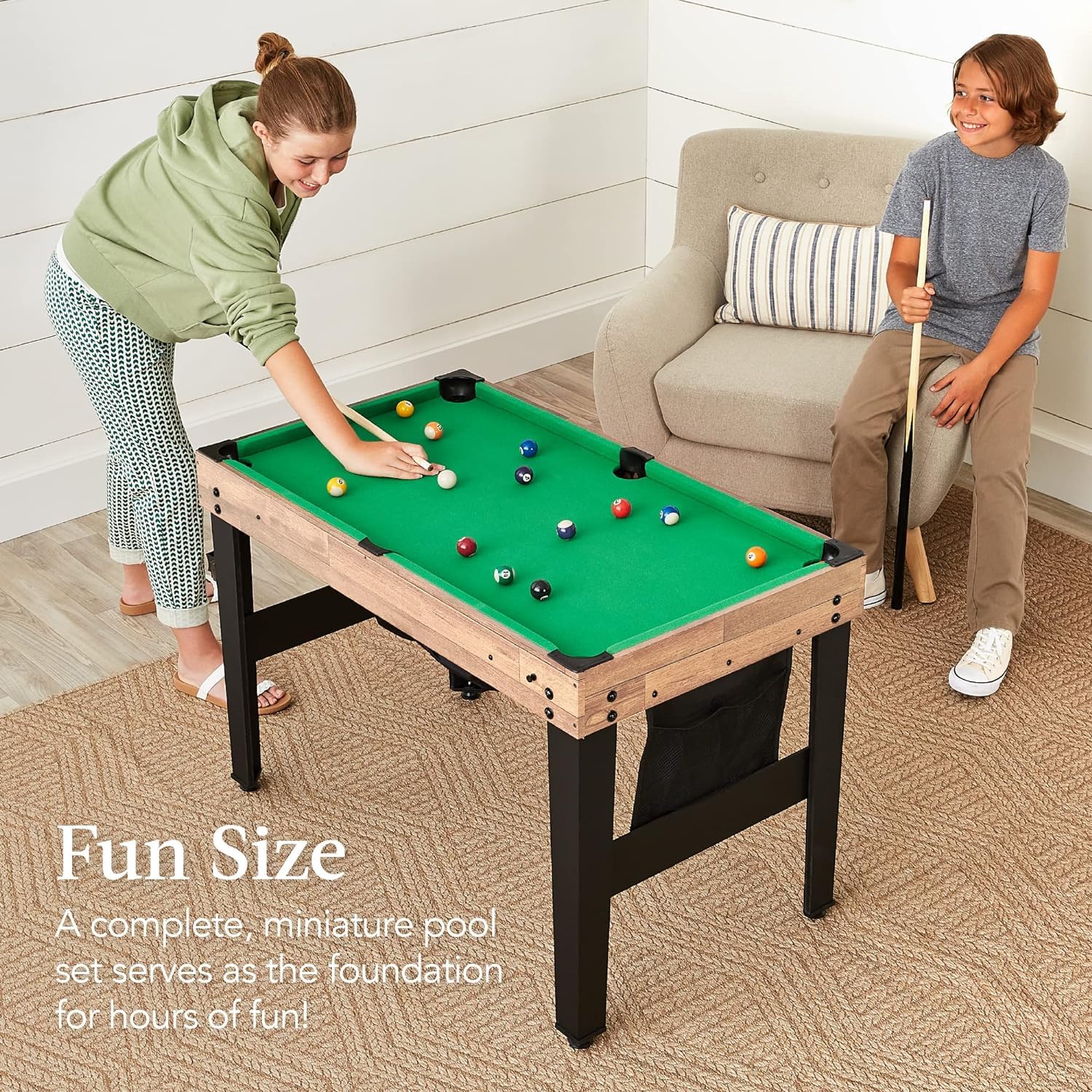 5 in 1 tavolo da multigioco, tavolo da gioco sportivo combinato per bambini tavolo da biliardo, biliardino, tavolo da ping pong, air hockey e pallacanestro con tutti gli accessori grande regalo