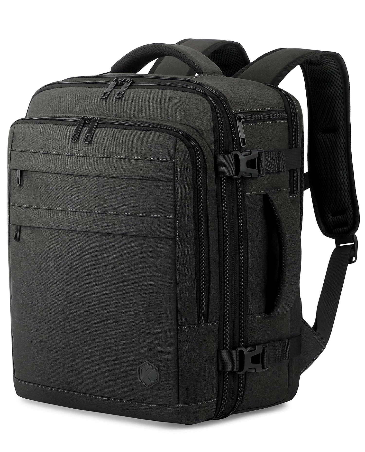 VANKEV Zaino da Viaggio Aereo per Ryanair EasyJet Eurowings Wizz Air Espandibile 40x30x20 a 40x30x25, 24L a 30L, Bagaglio a Mano Per Viaggi Adatta a Laptop da 15,6 Pollici grigio scuro