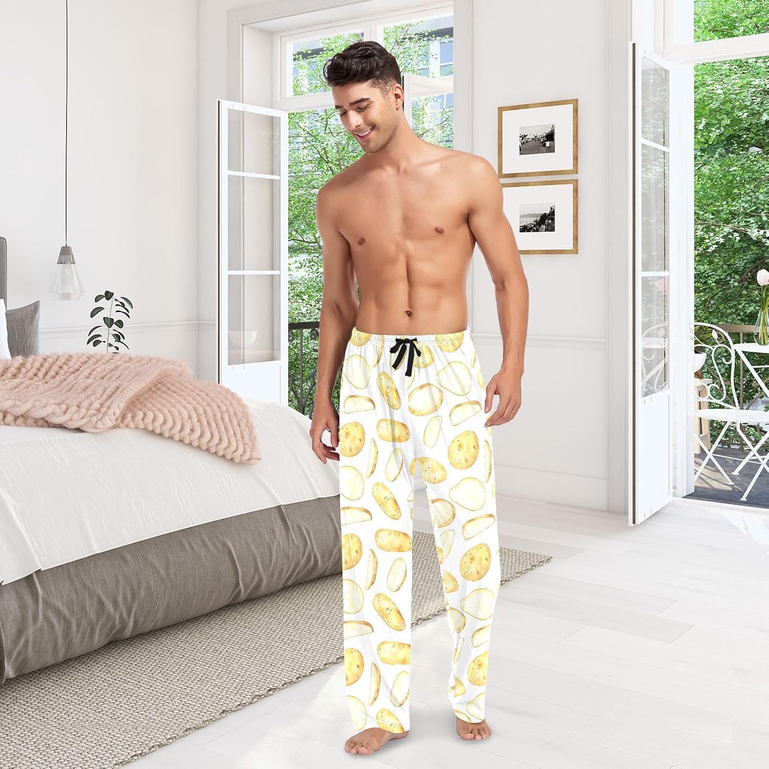 Funny Crocodile Mens Pajama Pants Mens Pj Pants Comfy Cotton Pj Long Pant for Men with Pockets Size S-XXL