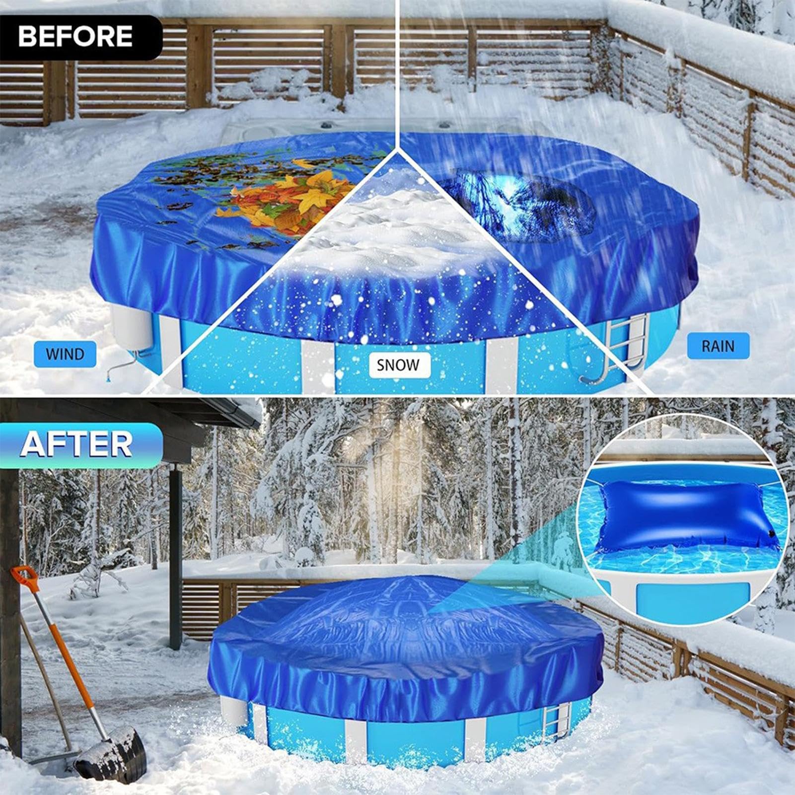 Oreiller Gonflable, Coussin de Piscine, kit de Fermeture de Piscine, Coussin d'hiver, Oreiller de Piscine d'hiver, kit de Fermeture de Piscine étanche pour l'hiver, Coussin d'air de Piscine