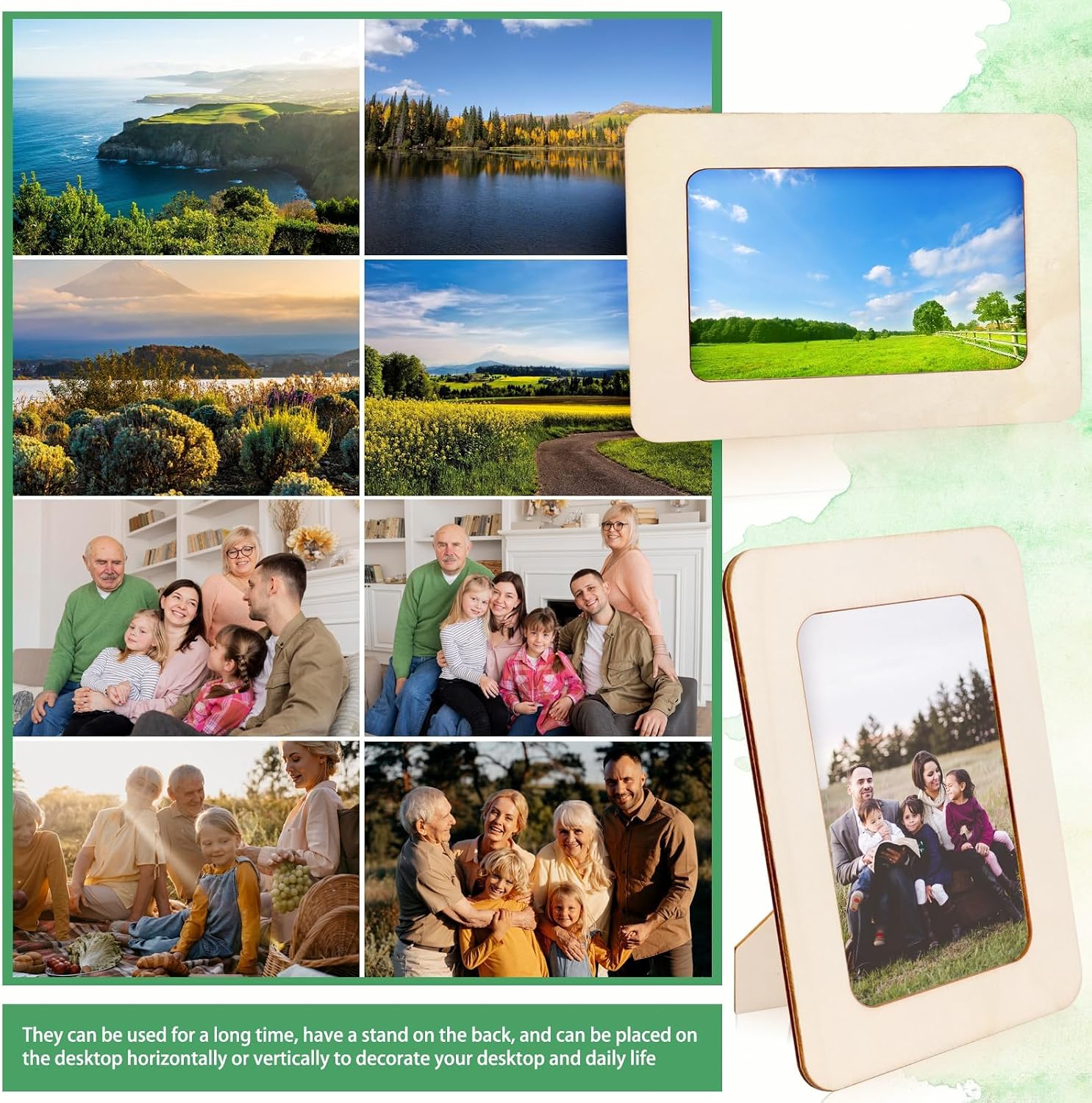 Vmiapxo 10 Pack Wooden Picture Frames for Crafts,DIY Wood Frame for 4x6 Photos,Unfinished Standing Wooden Photo Frames for Painting,Wood DIY Crafts Decorate for Birthday Party Mother's Day Gifts