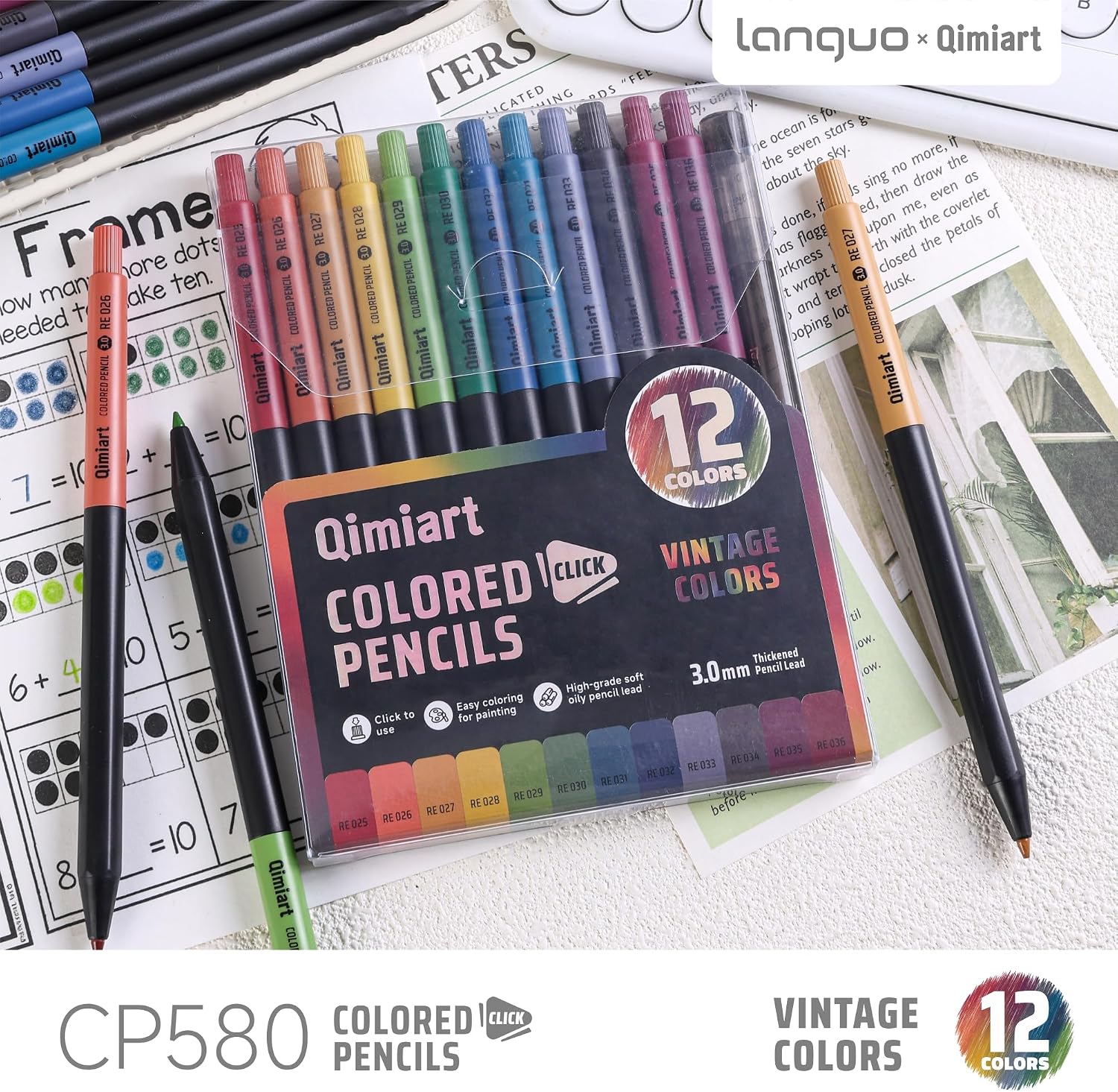 languo Mechanical Colored Pencils, 12PCS Vintage Colors with Sharpener image 2