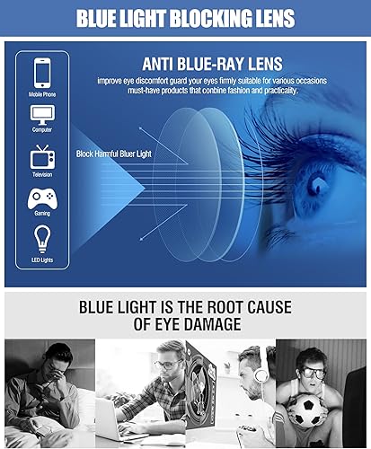 Miniatura 4 de DUCO Gafas retro cuadradas de luz azul para hombres, gafas de bloqueo de rayos azules, gafas de juegos de computadora, lentes de nailon, marco de