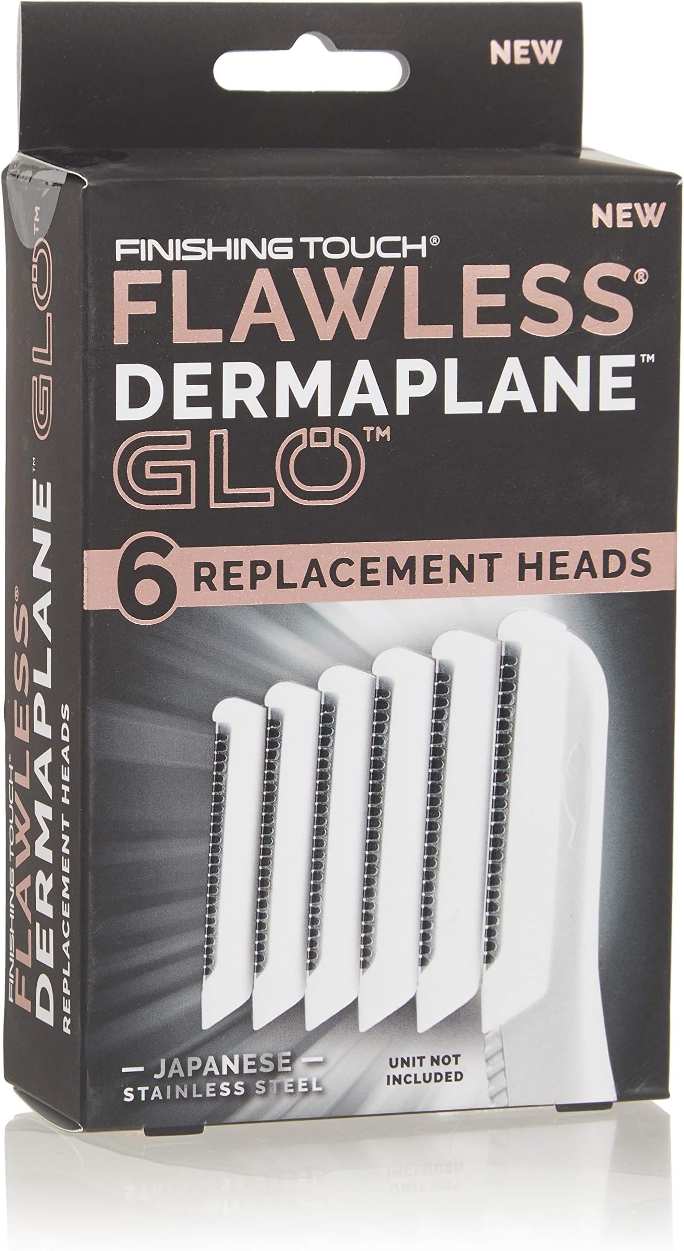 Finishing Touch Flawless Dermaplane Glo Facial Exfoliator Replacement Heads Only, Dermaplane Tool Not Included, White, 6 Count (Packaging may vary)
