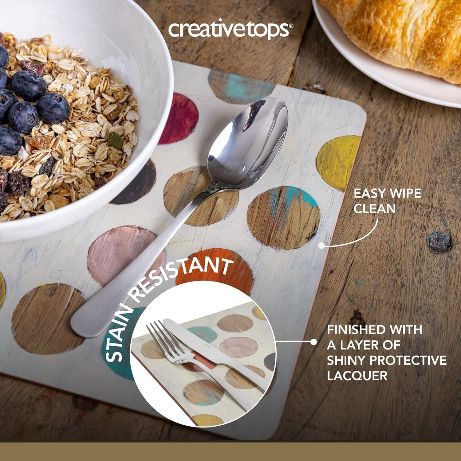 PREMIER Housewares Set 4 Tovagliette All'americana In Sughero - Cirque, Multicolore, Facili Da Pulire, Antigraffio