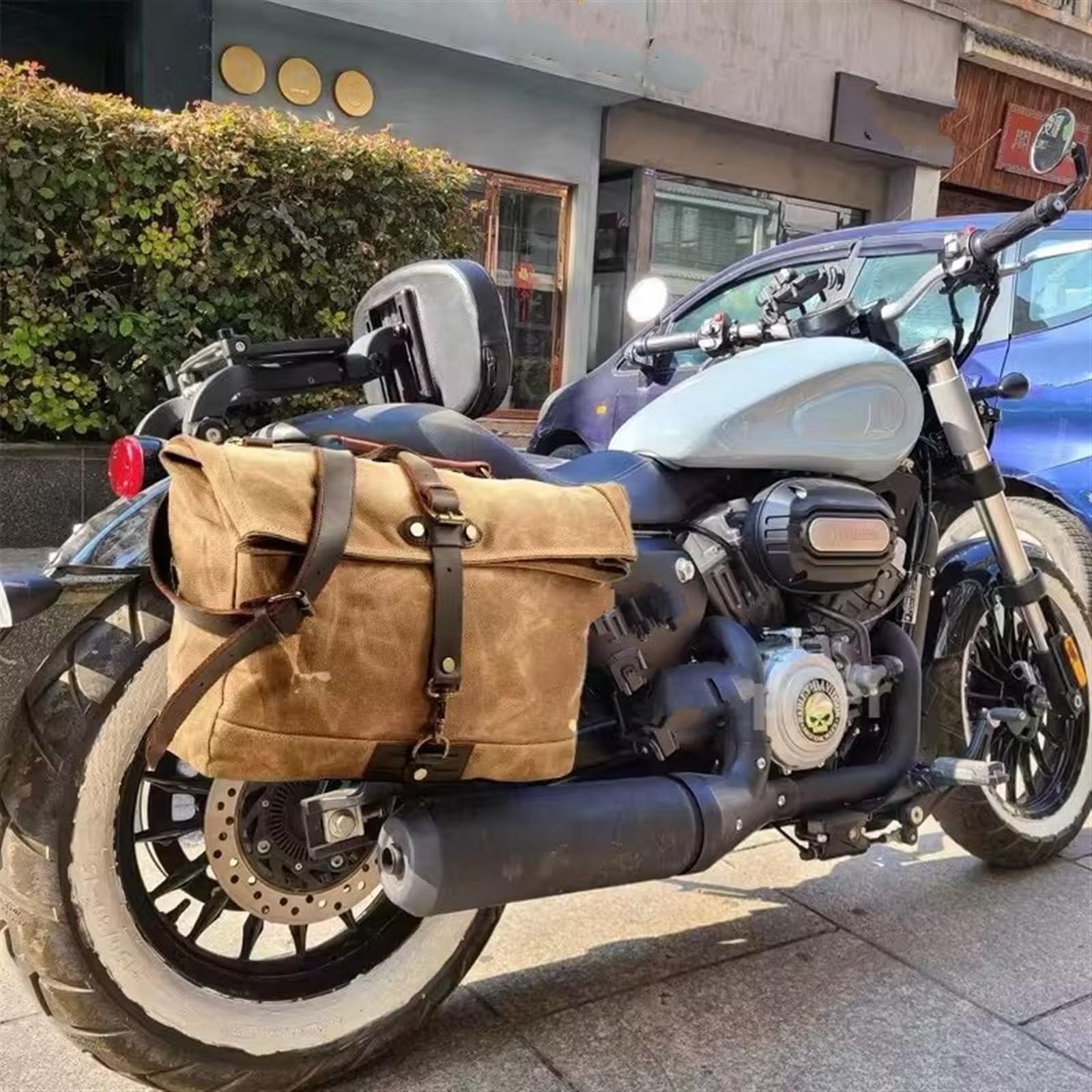 Amazon | バイク用シートバッグ 防水ワックスキャンバスバッグ レトロ