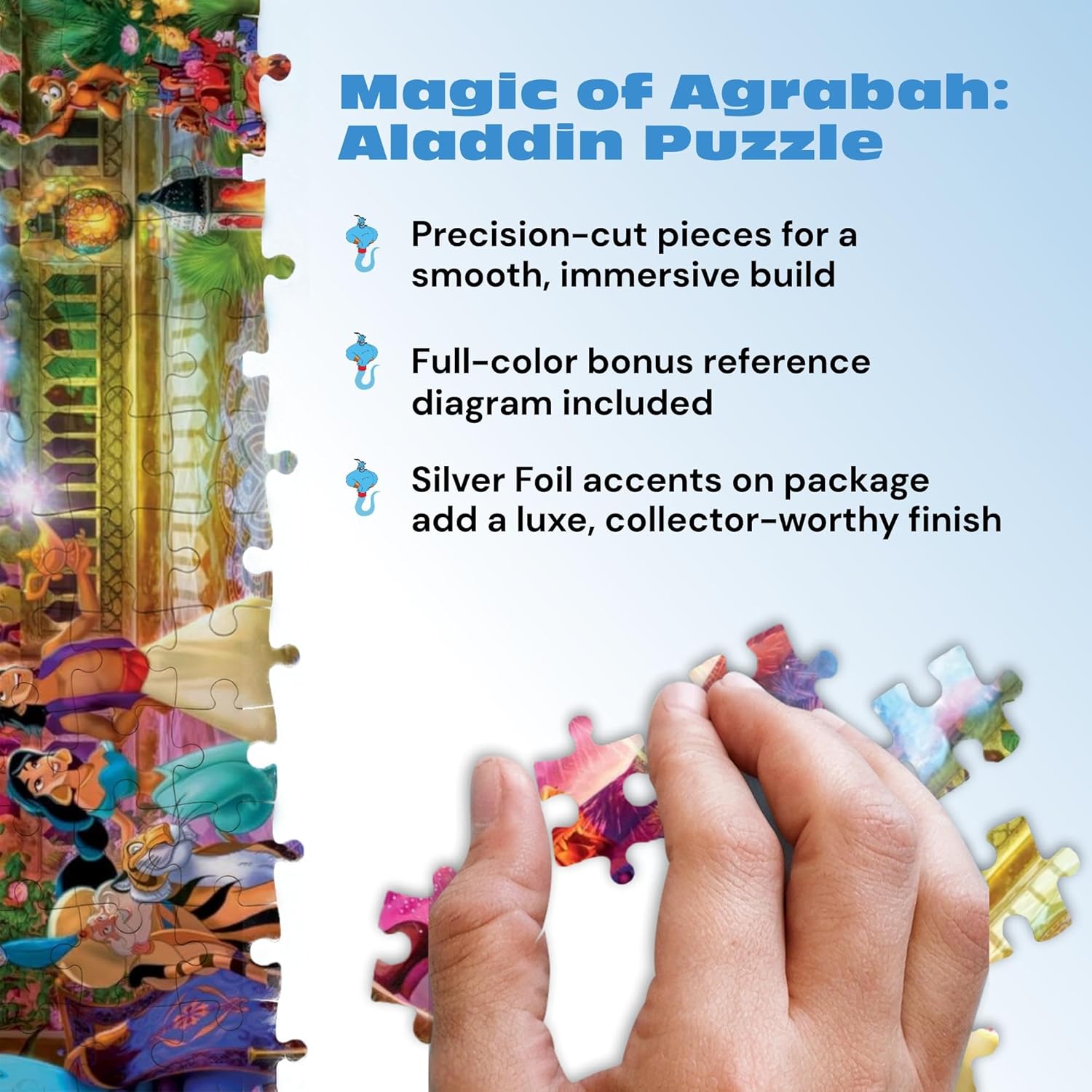 Disney’s Aladdin 2000 Piece Puzzle – Buffalo Games Silver Select Premium Jigsaw Puzzle for Adults with Foil Accents, Reference Poster & Giftable Box