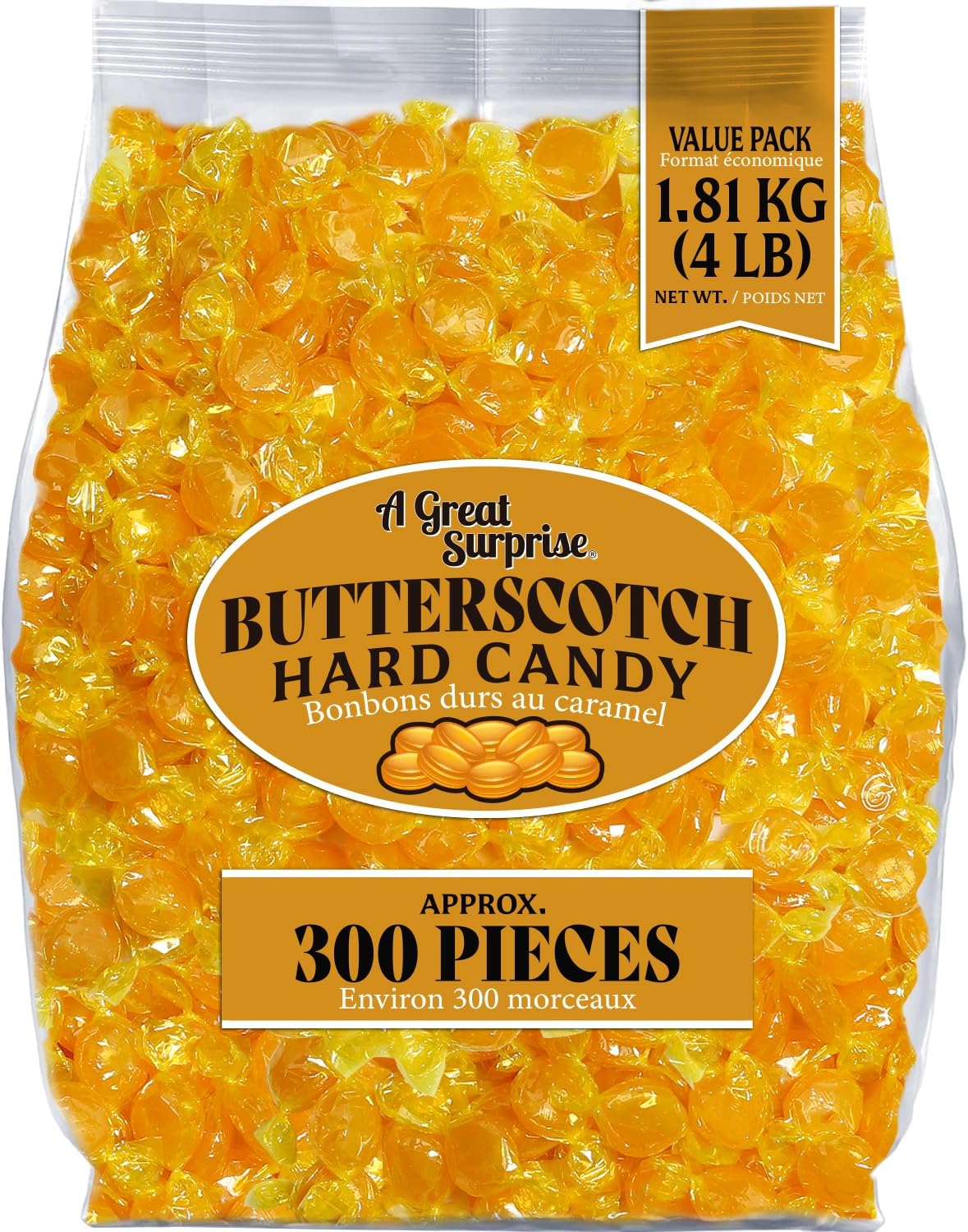 Hard Caramel Candy - 4 Pounds - Individually Wrapped Scottish Butter Sweets - Yellow Candy - Caramel Disc Buttons - Bulk Candy