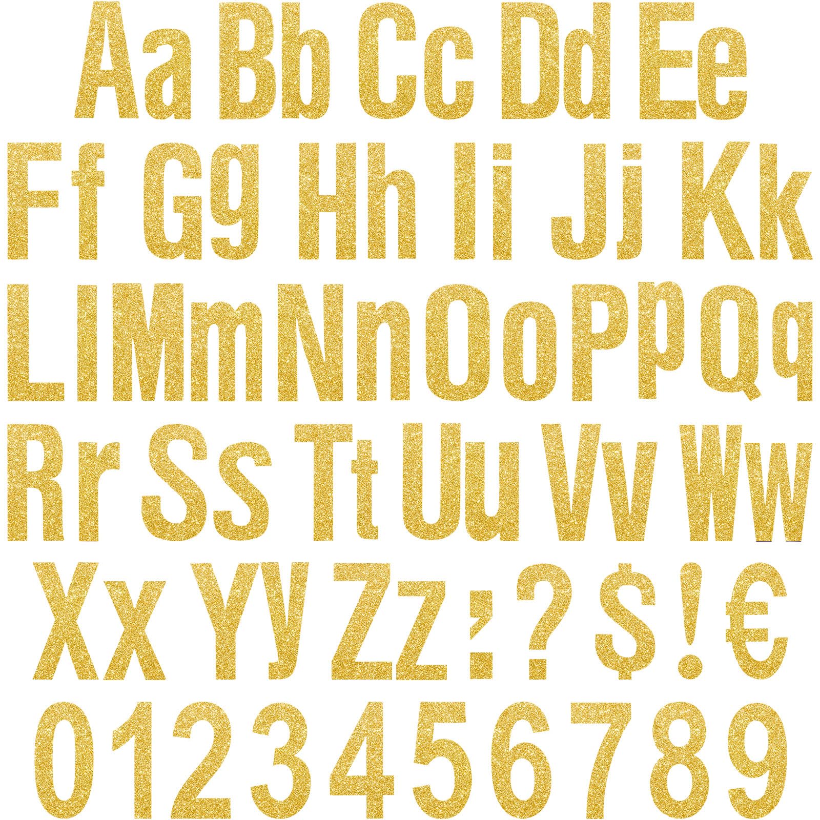 134 Pcs 5 Inch Bulletin Board Letters Colorful Alphabet Letters Numbers and Punctuation Cutouts Letters for Bulletin Board Wall Set for Display Board Chalkboard(Gold)