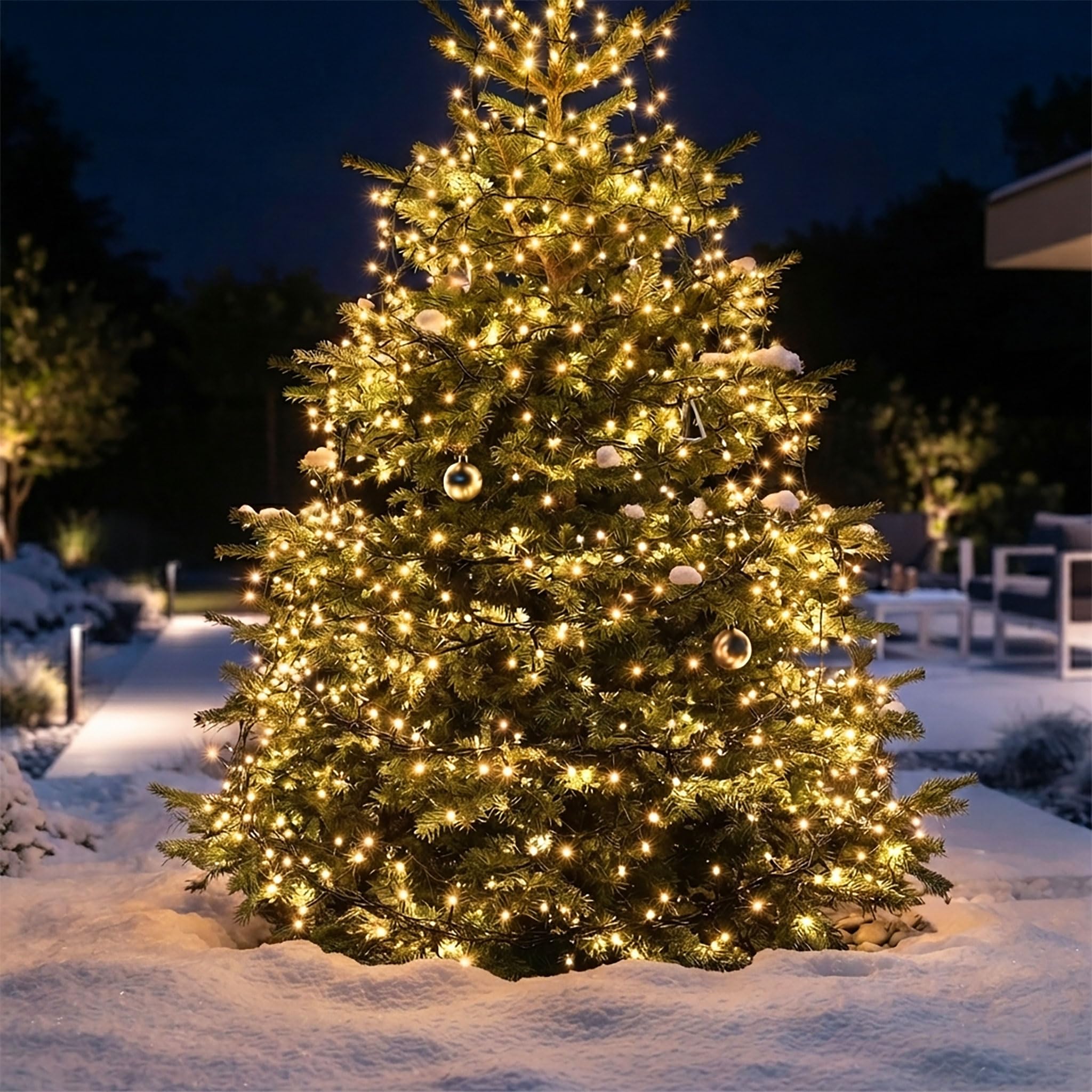 Cadena de luces LED con 200 ledes – LED: blanco cálido/Cable: Verde – para interiores y exteriores – Árbol de Navidad Guirnaldas Cadena de luz (200 LED – 20 m)