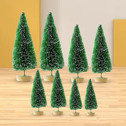 Miniatura 2 de 8 adornos de árbol de pino en miniatura de escritoriocepillo de botellas 4 tamaños mini árbol de Navidad artificial para decoración del hogar mesa